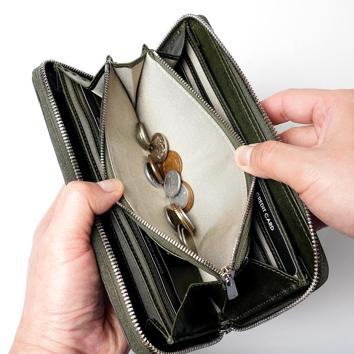 WAXED ELK Leather ラウンドファスナー 長財布