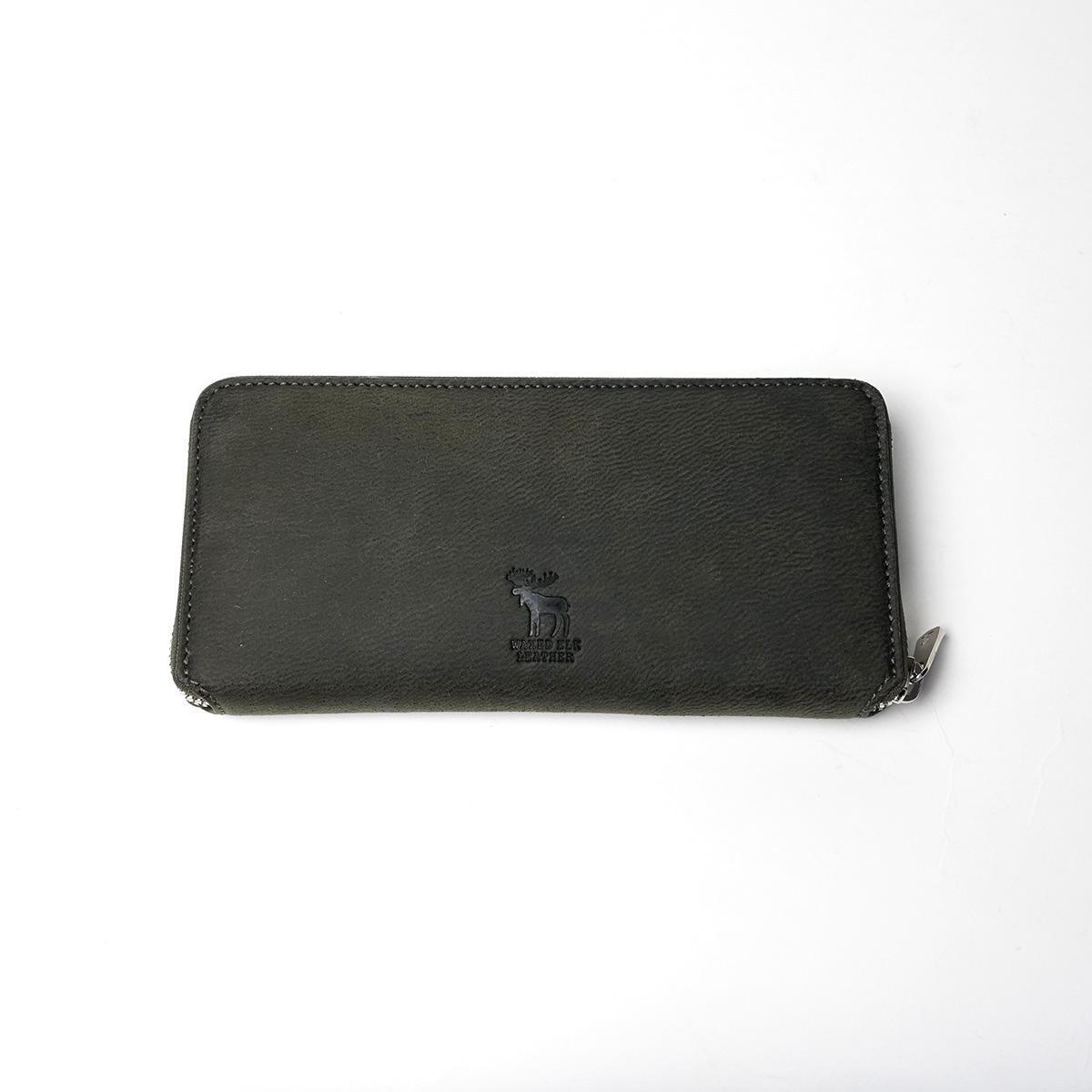 WAXED ELK Leather ラウンドファスナー 長財布