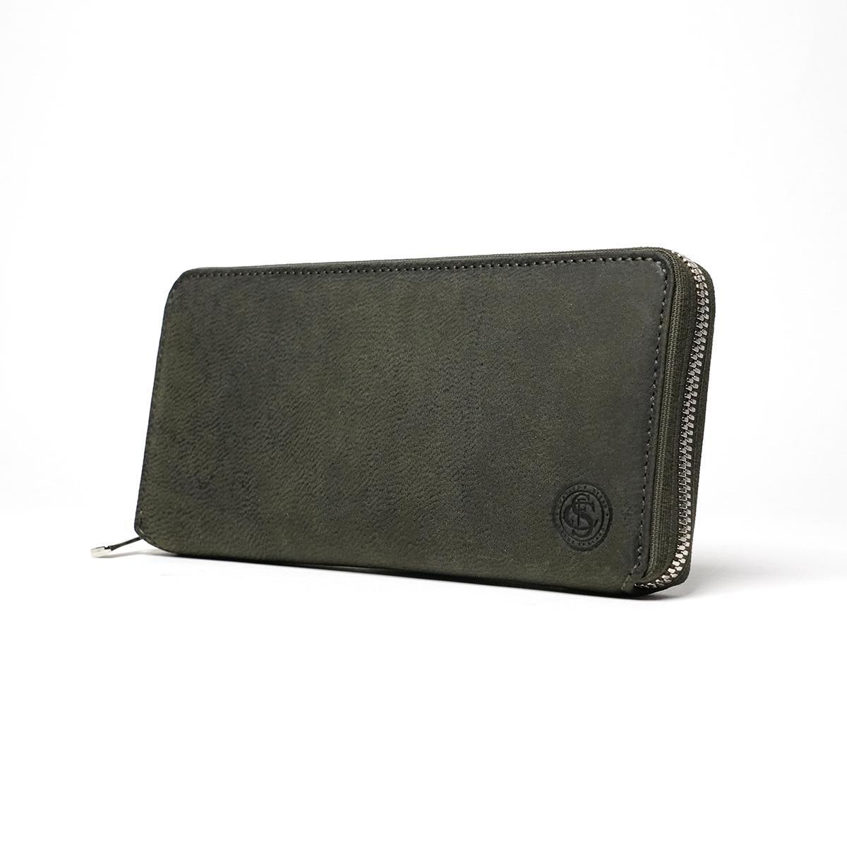 WAXED ELK Leather ラウンドファスナー 長財布