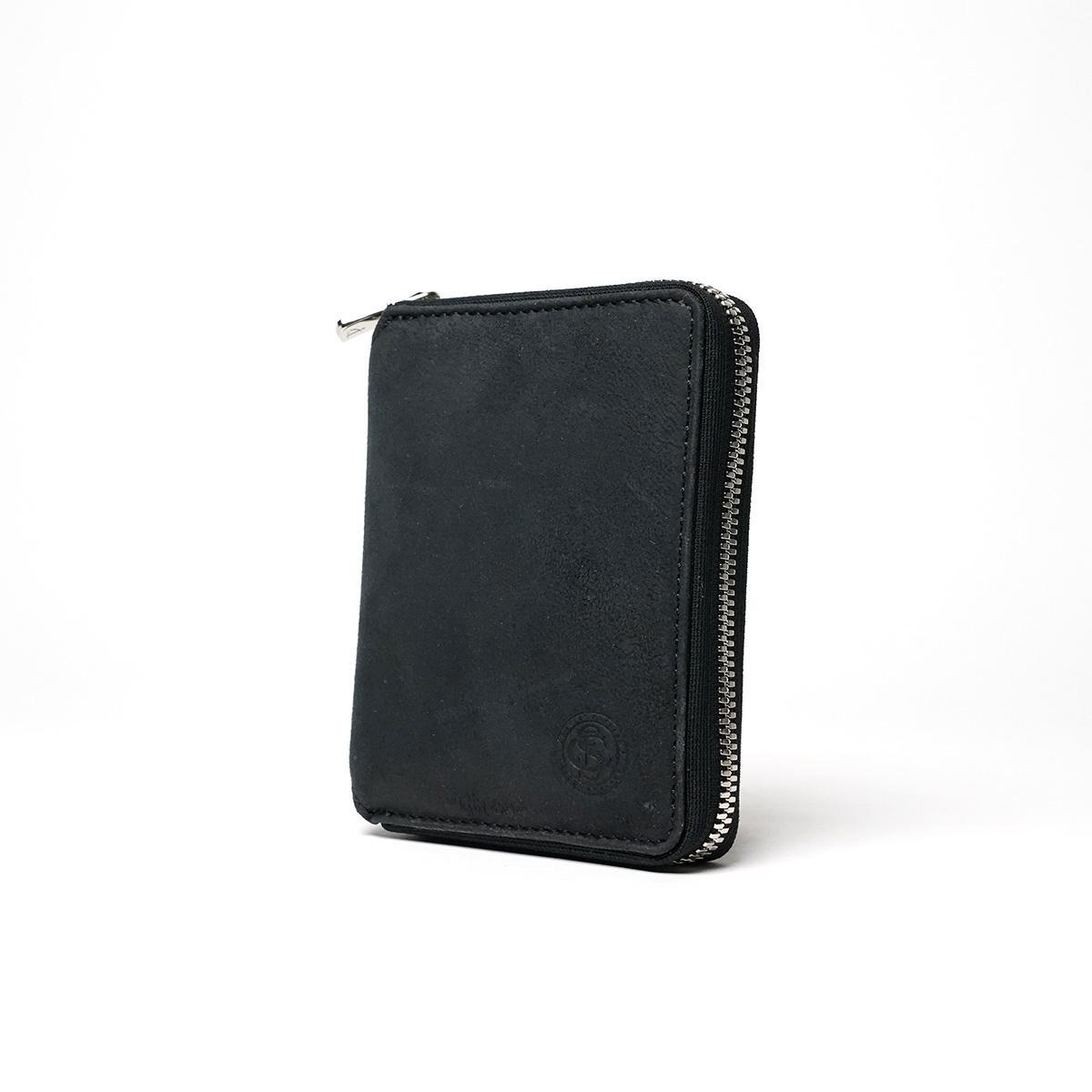 WAXED ELK Leather ラウンドファスナー ミドルウォレット