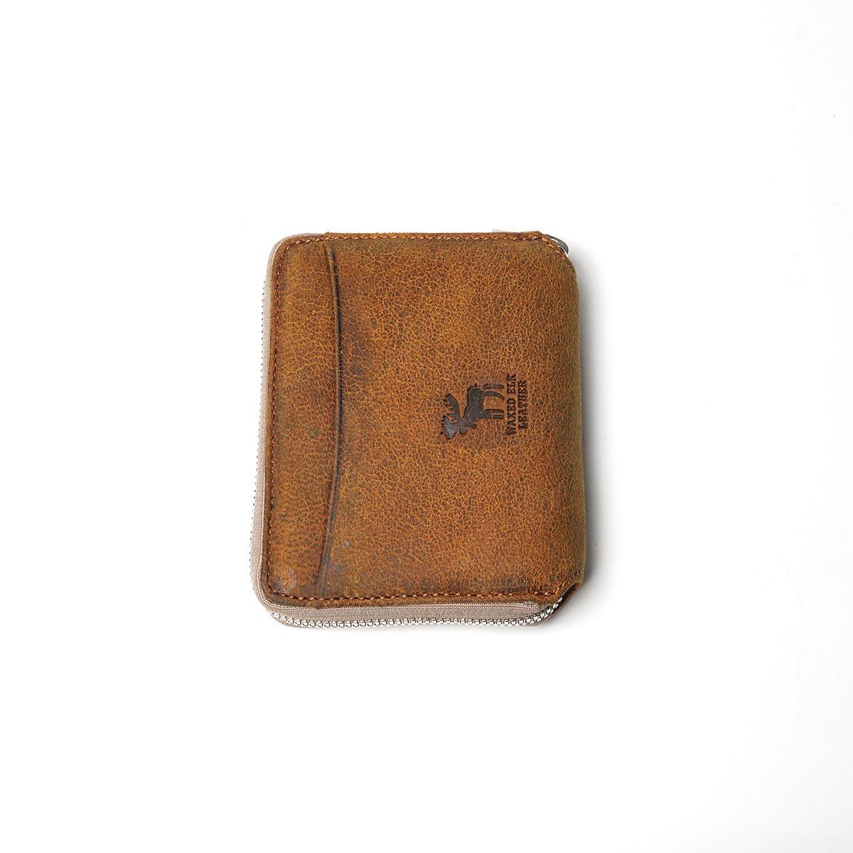 WAXED ELK Leather ラウンドファスナー ミドルウォレット