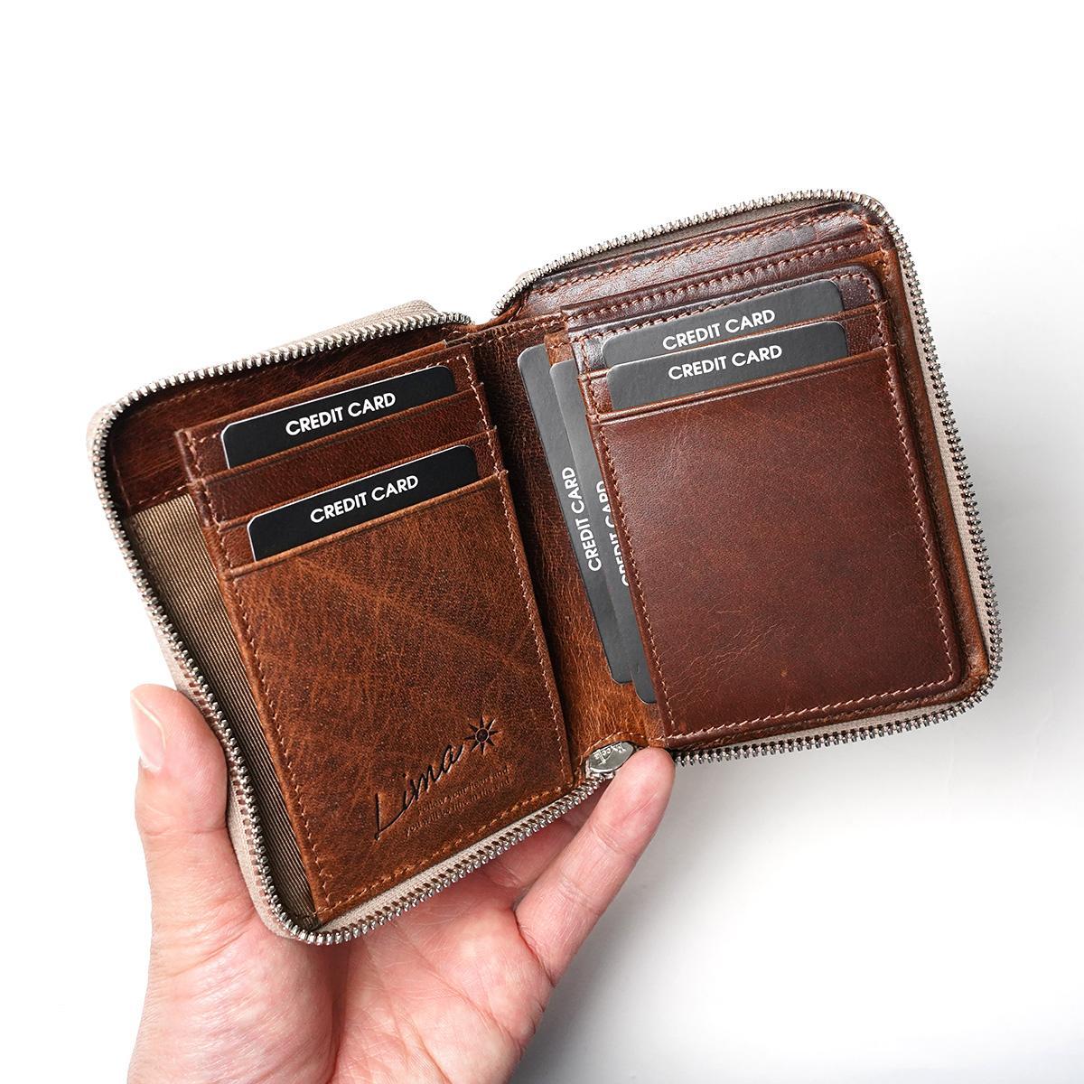 WAXED ELK Leather ラウンドファスナー ミドルウォレット