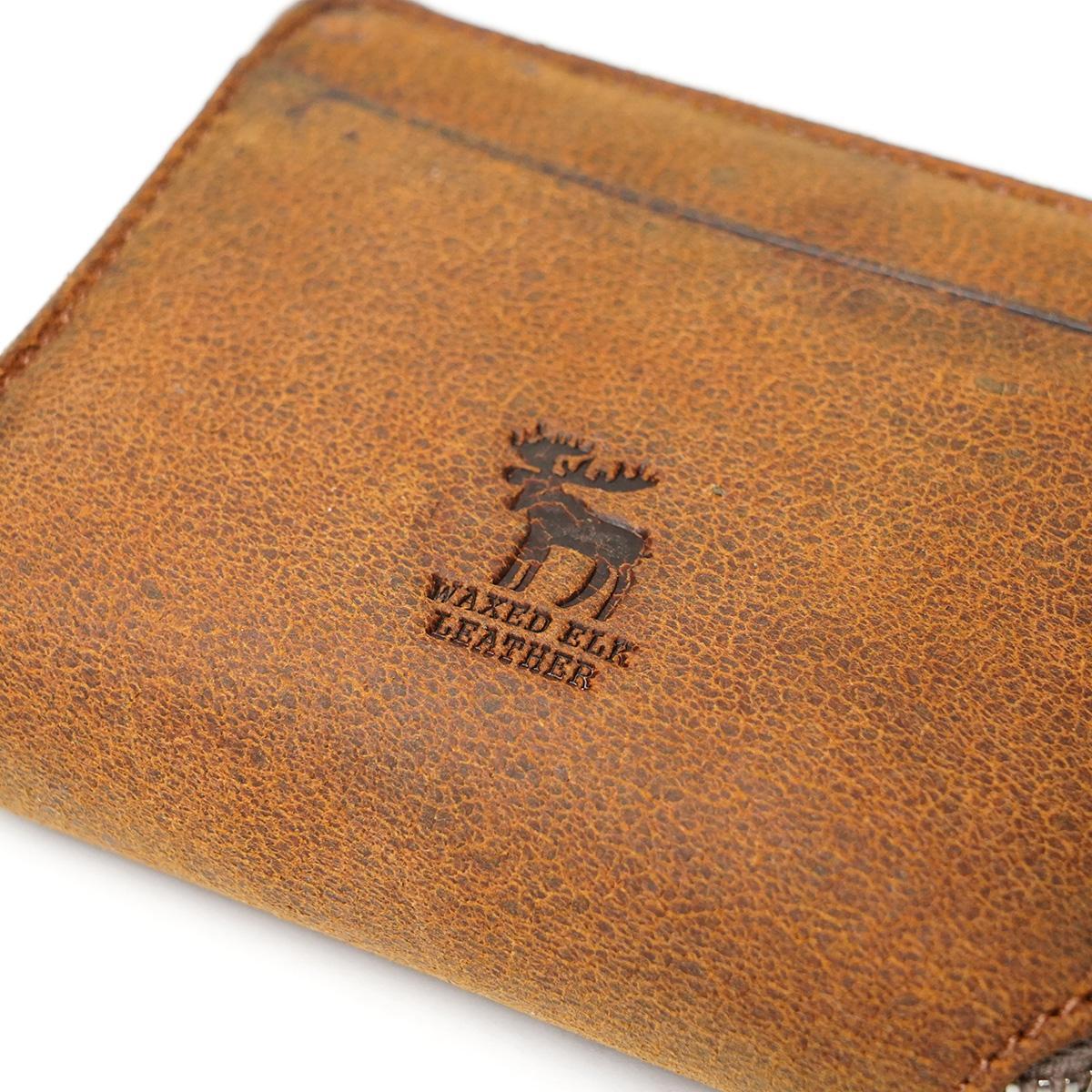 WAXED ELK Leather ラウンドファスナー ミドルウォレット