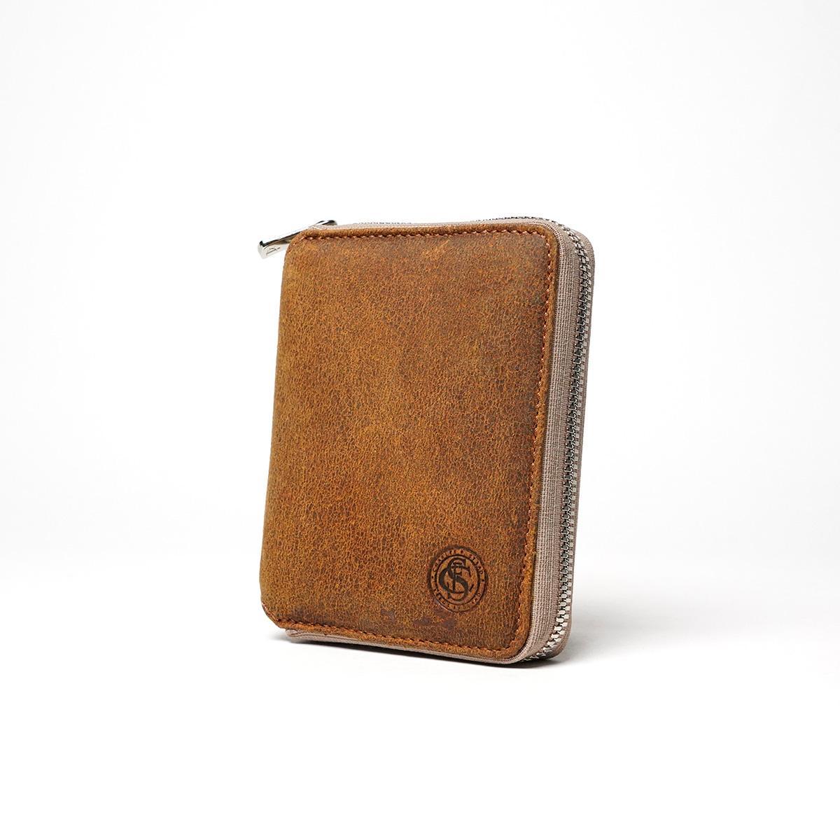 WAXED ELK Leather ラウンドファスナー ミドルウォレット