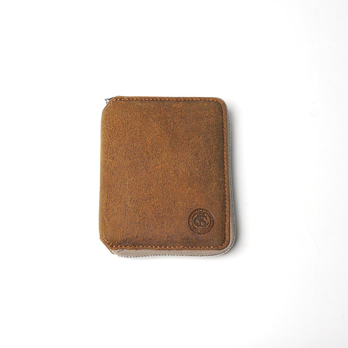 WAXED ELK Leather ラウンドファスナー ミドルウォレット