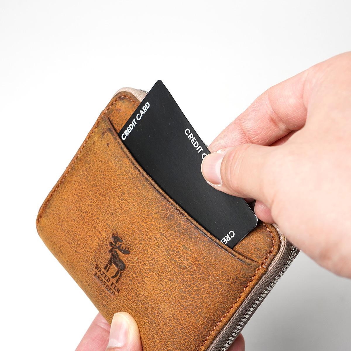 WAXED ELK Leather ラウンドファスナー ミドルウォレット