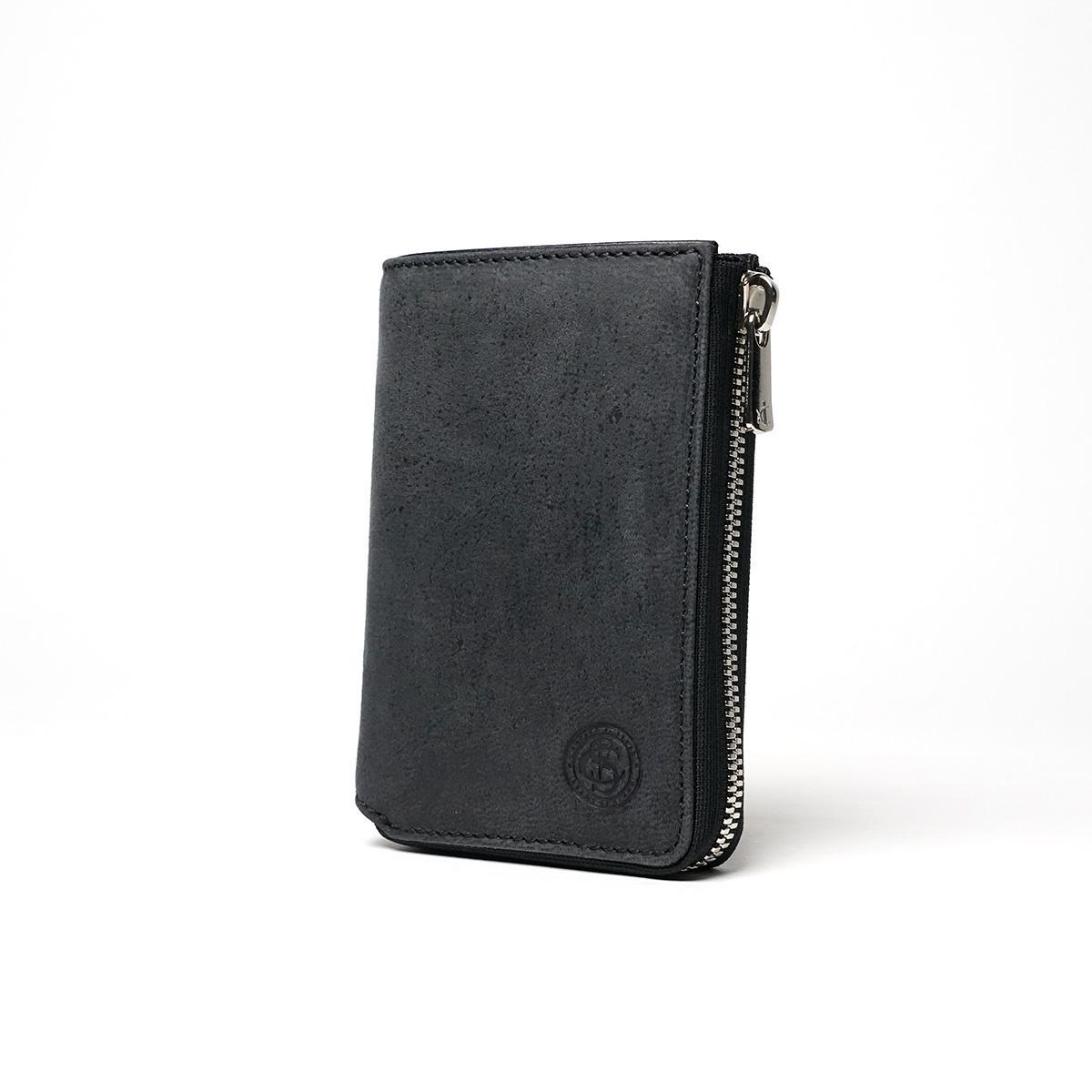 WAXED ELK Leather L字ファスナー ミドルウォレット