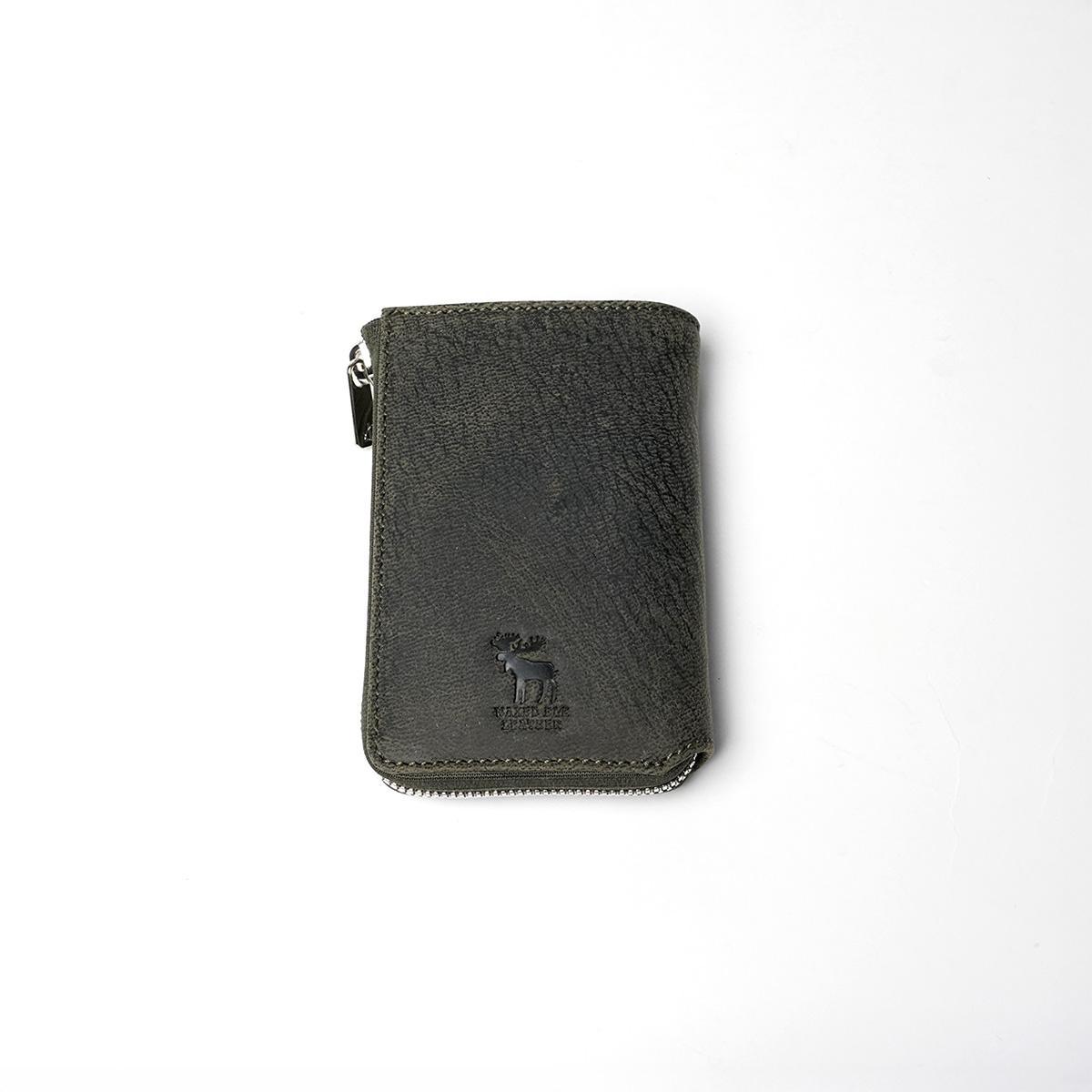 WAXED ELK Leather L字ファスナー ミドルウォレット