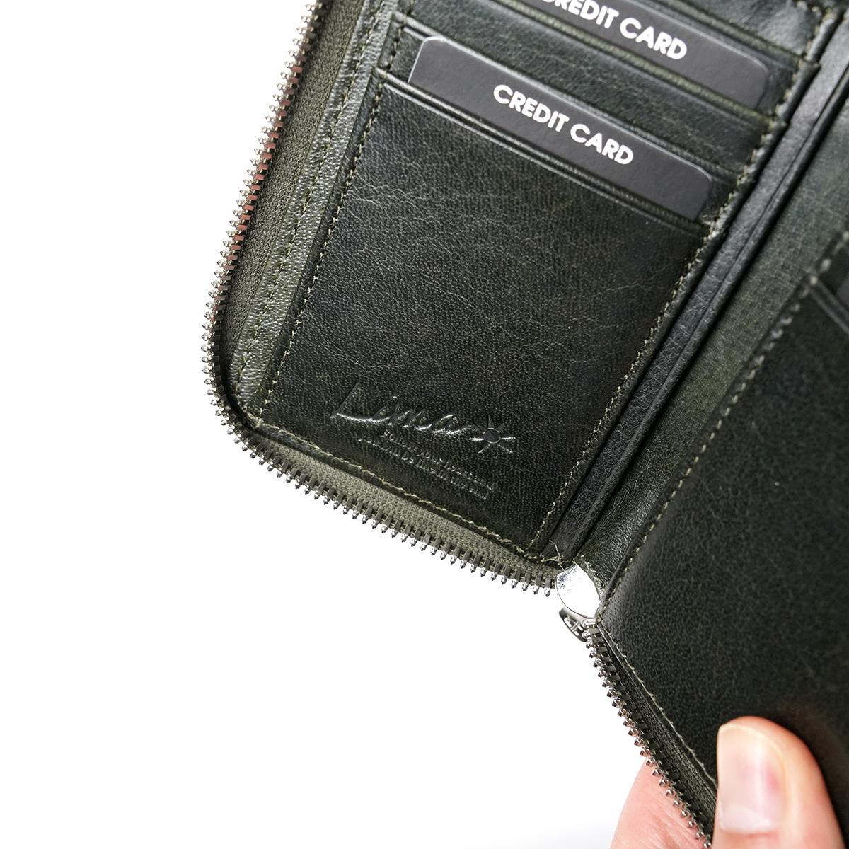 WAXED ELK Leather L字ファスナー ミドルウォレット