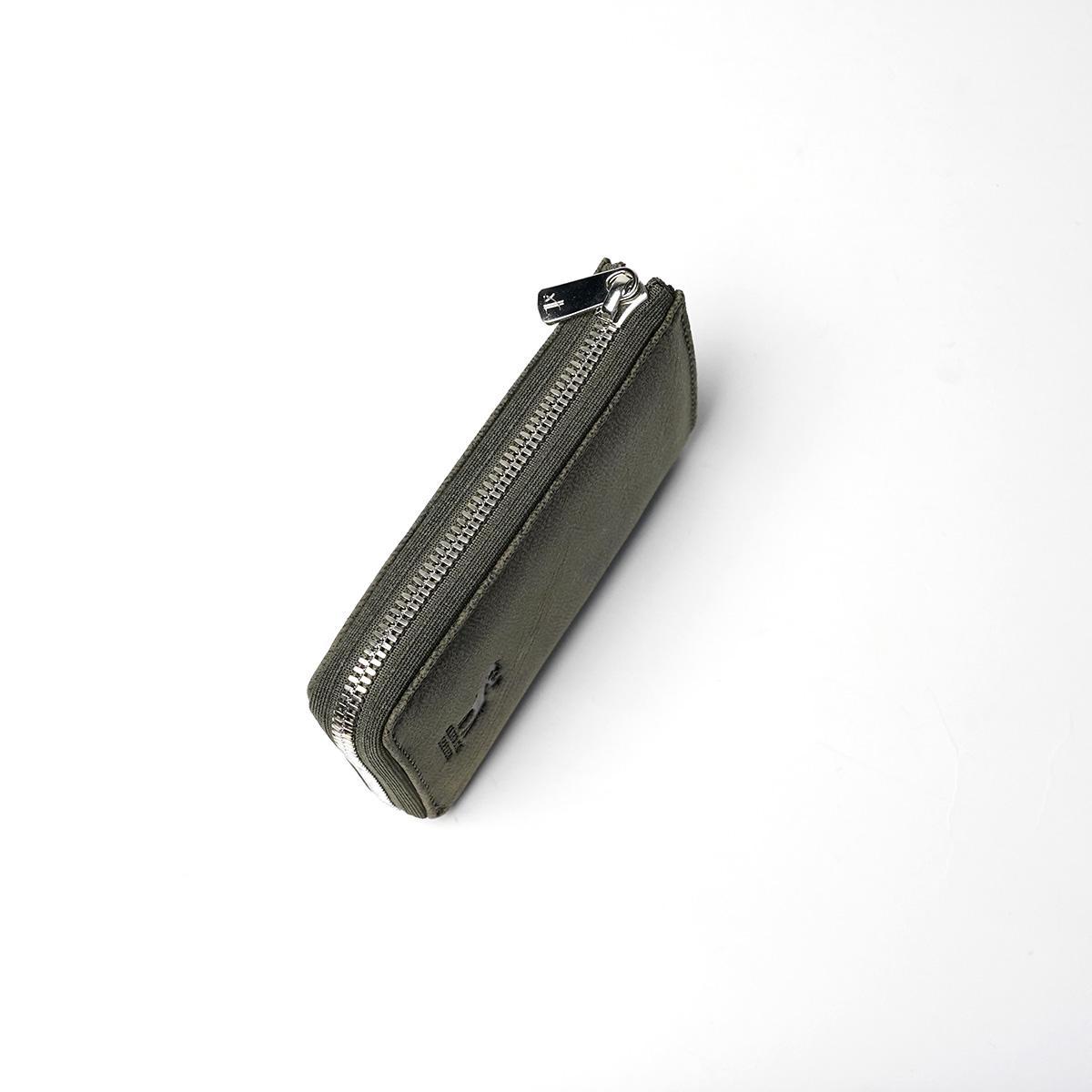 WAXED ELK Leather L字ファスナー ミドルウォレット