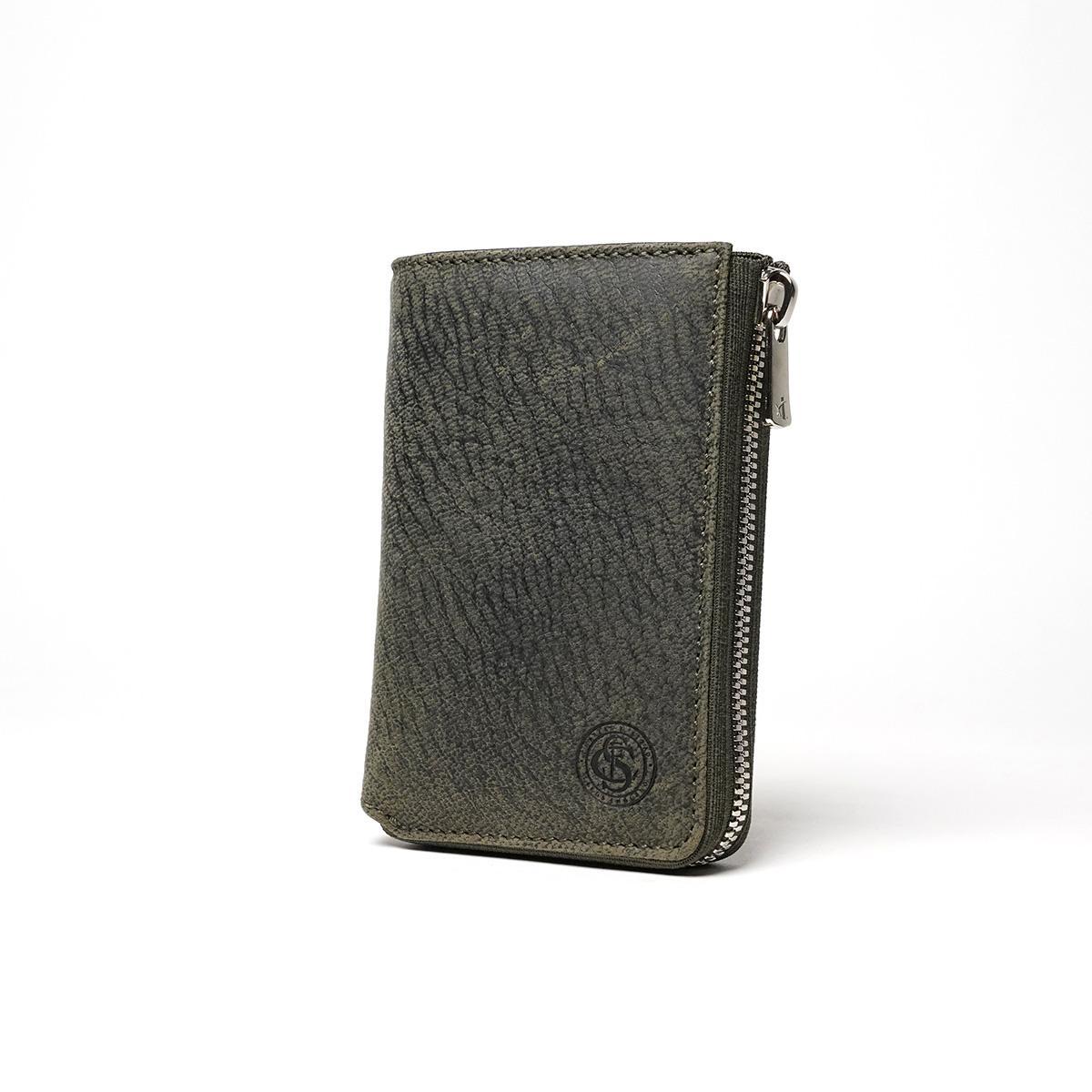 WAXED ELK Leather L字ファスナー ミドルウォレット