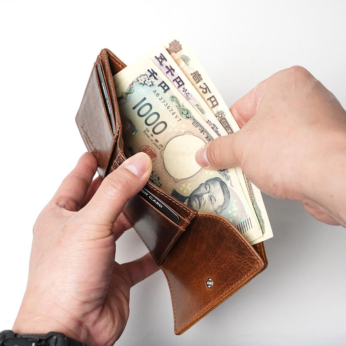 WAXED ELK Leather 三つ折り財布