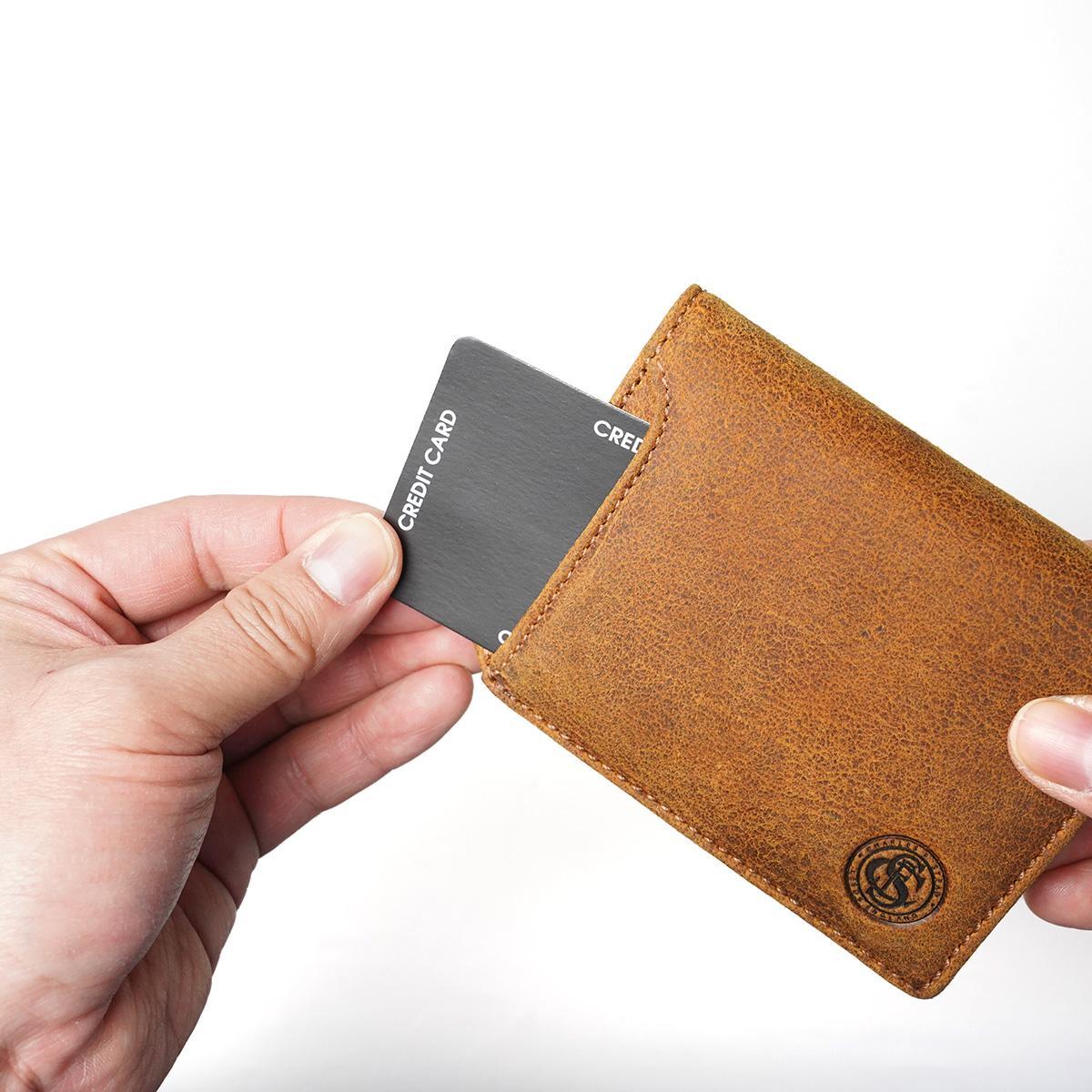 WAXED ELK Leather コンパクト 二つ折り札入れ