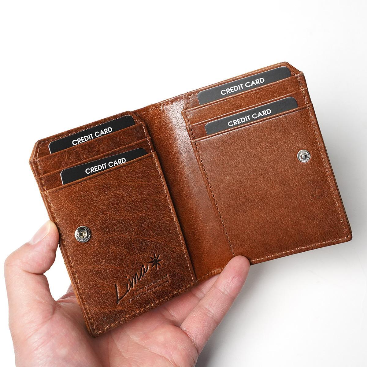 WAXED ELK Leather コンパクト 二つ折り札入れ