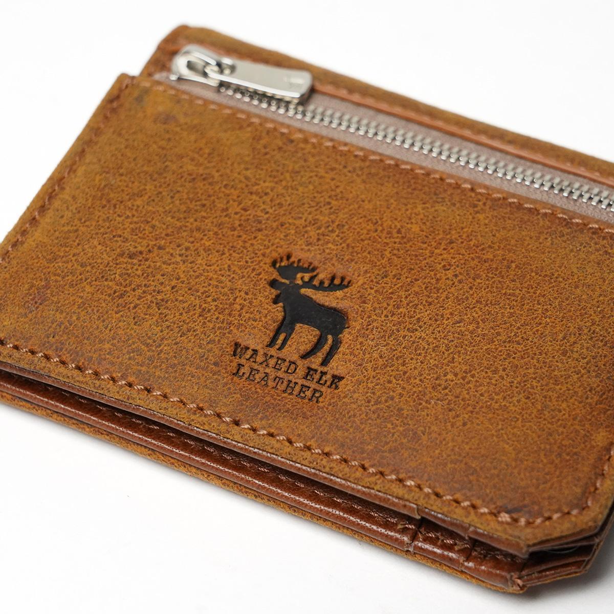 WAXED ELK Leather コンパクト 二つ折り札入れ