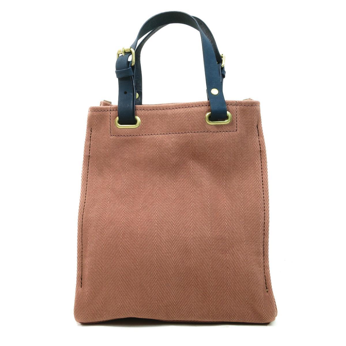 ヘリンボン20oz + カラーヌメ　トートバッグ B5size