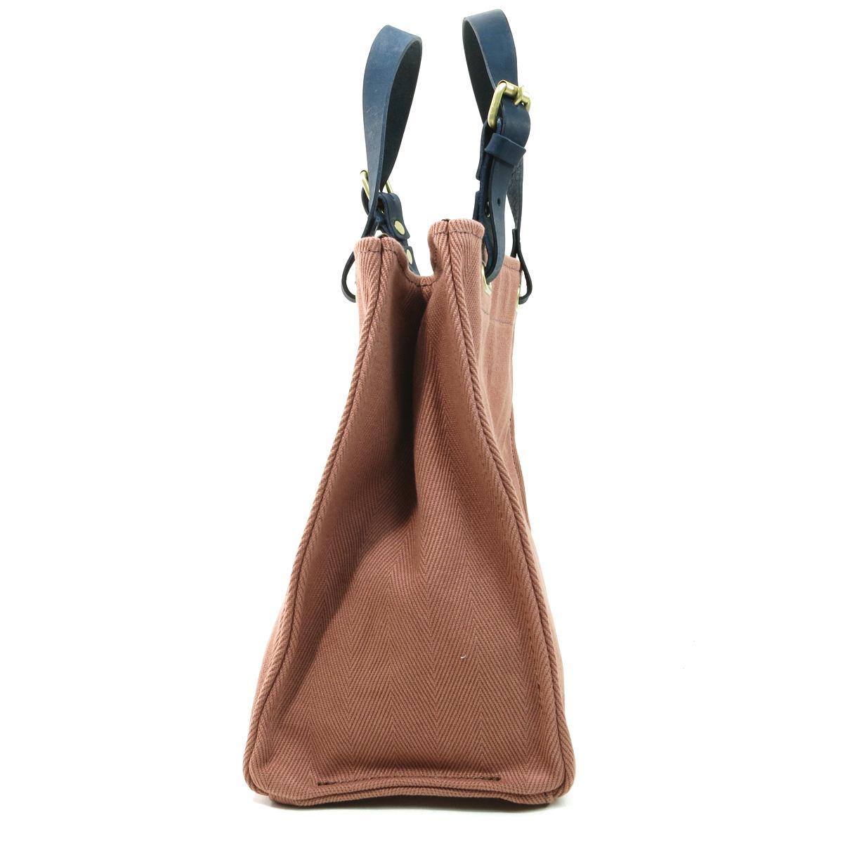 ヘリンボン20oz + カラーヌメ　トートバッグ B5size