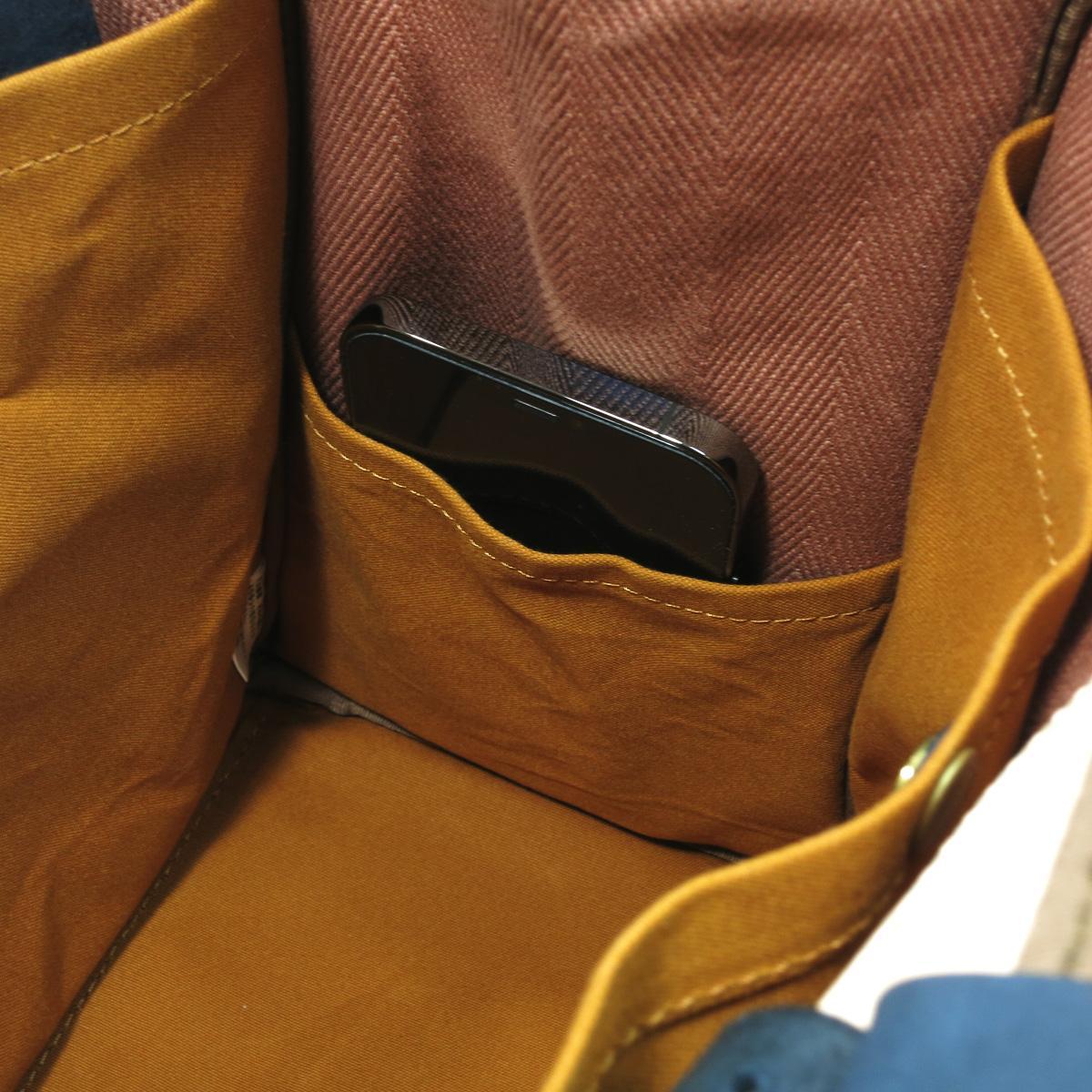 ヘリンボン20oz + カラーヌメ　トートバッグ B5size