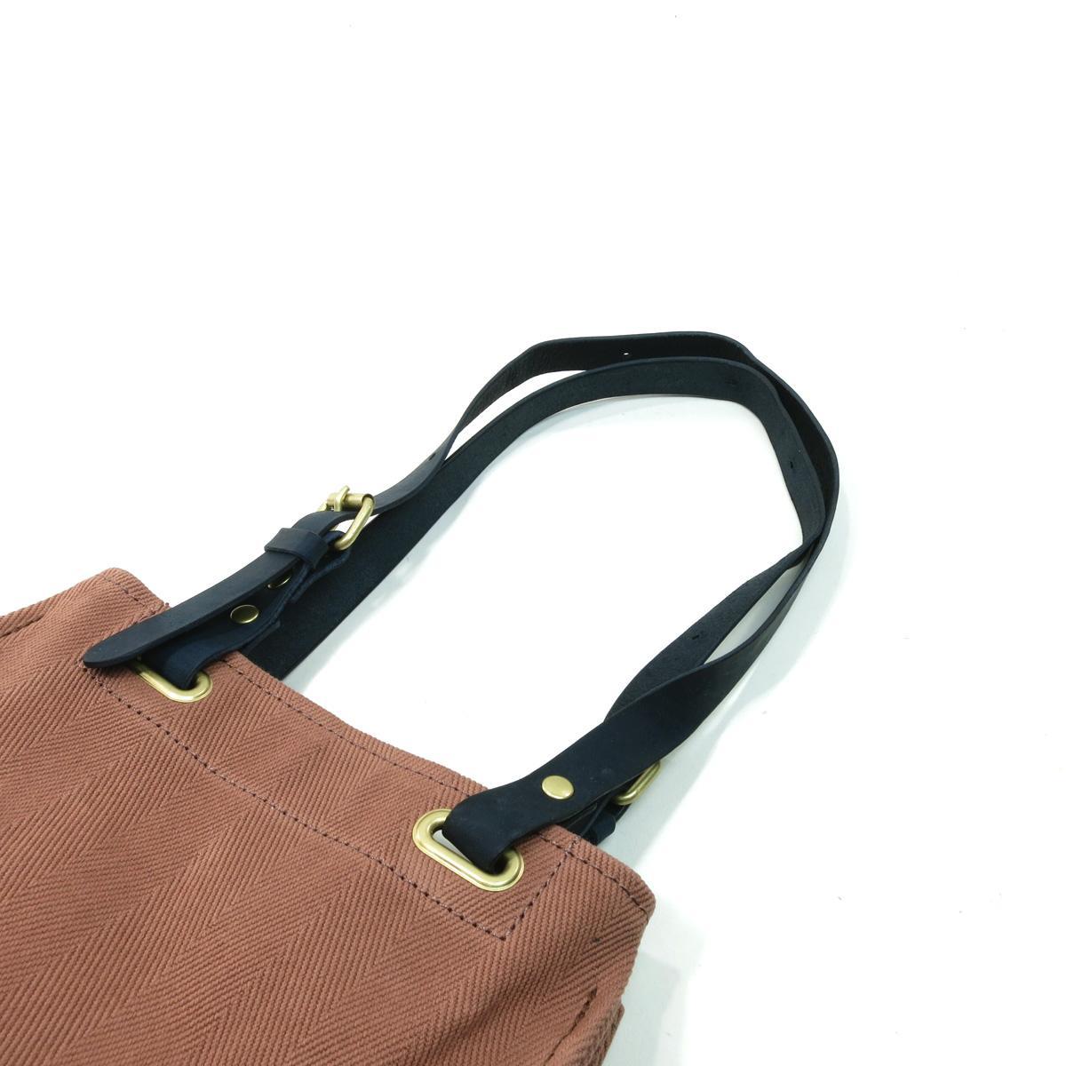 ヘリンボン20oz + カラーヌメ　トートバッグ B5size