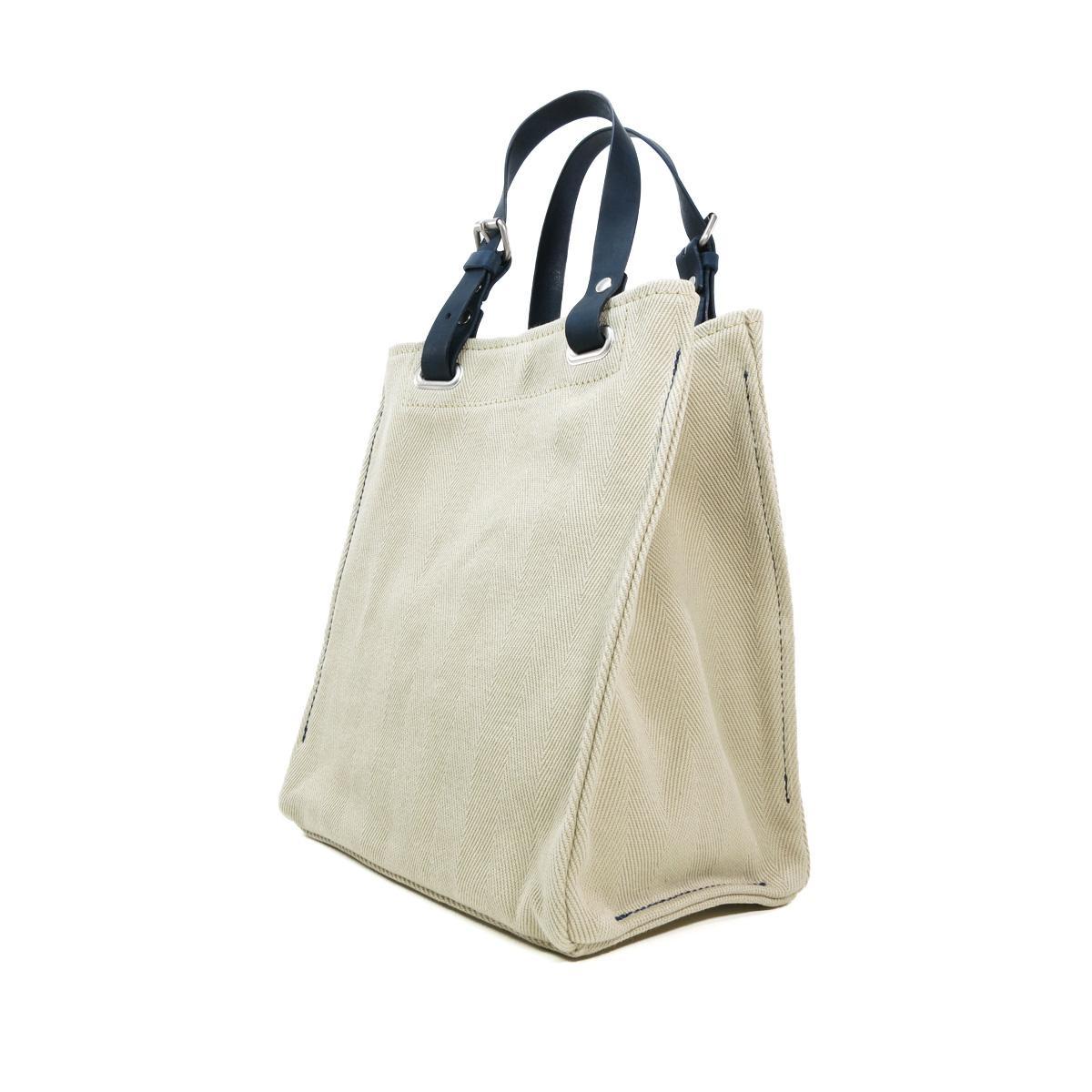 ヘリンボン20oz + カラーヌメ　トートバッグ B5size