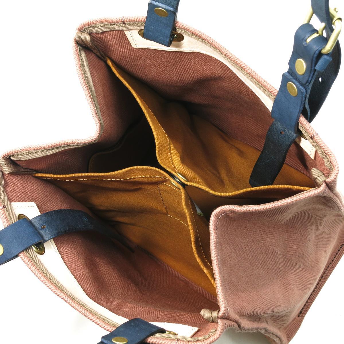 ヘリンボン20oz + カラーヌメ　トートバッグ B5size