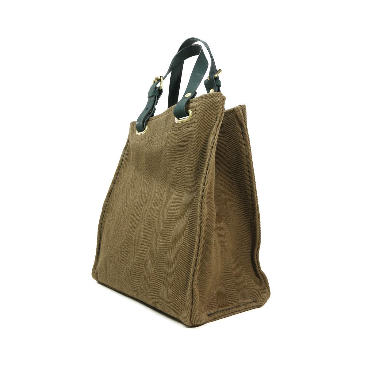 ヘリンボン20oz + カラーヌメ　トートバッグ B5size