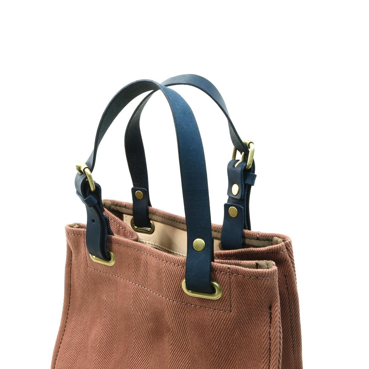 ヘリンボン20oz + カラーヌメ　トートバッグ B5size