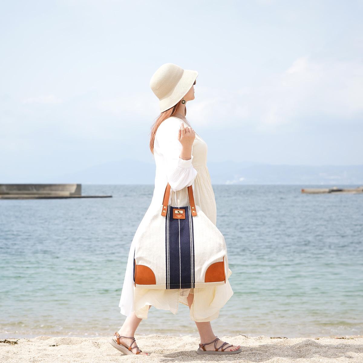 レーヨンリネンヘリンボーントートバッグ