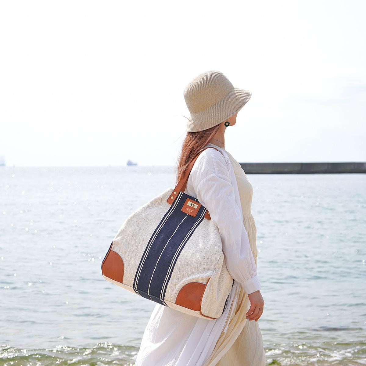 レーヨンリネンヘリンボーントートバッグ