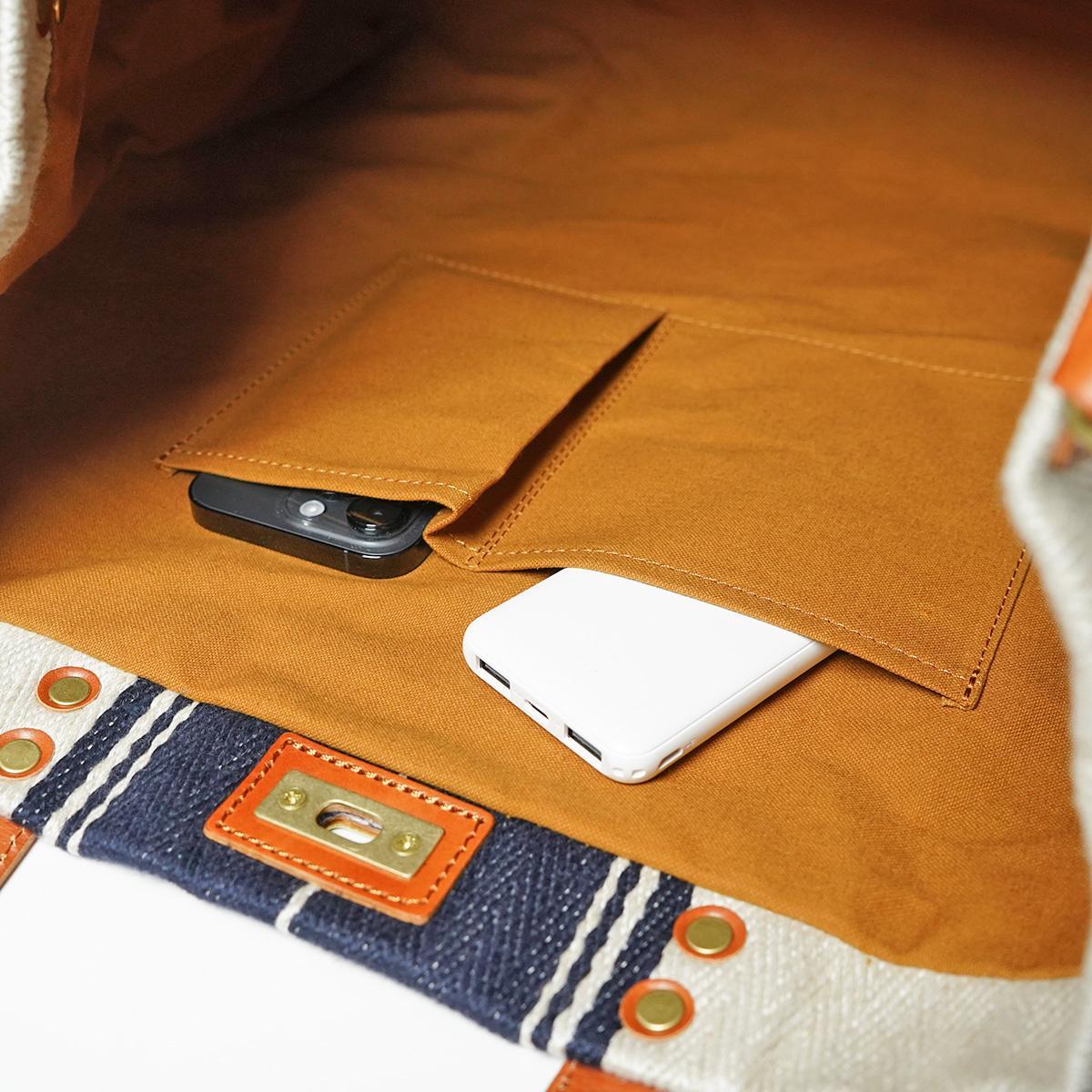 レーヨンリネンヘリンボーントートバッグ