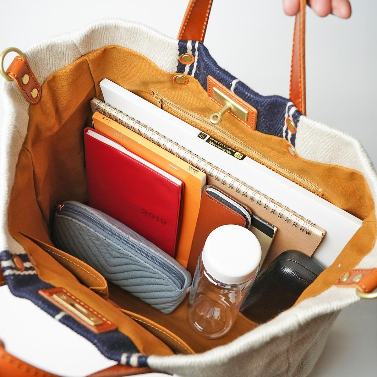 レーヨンリネンヘリンボーン トート＆ショルダーバッグ