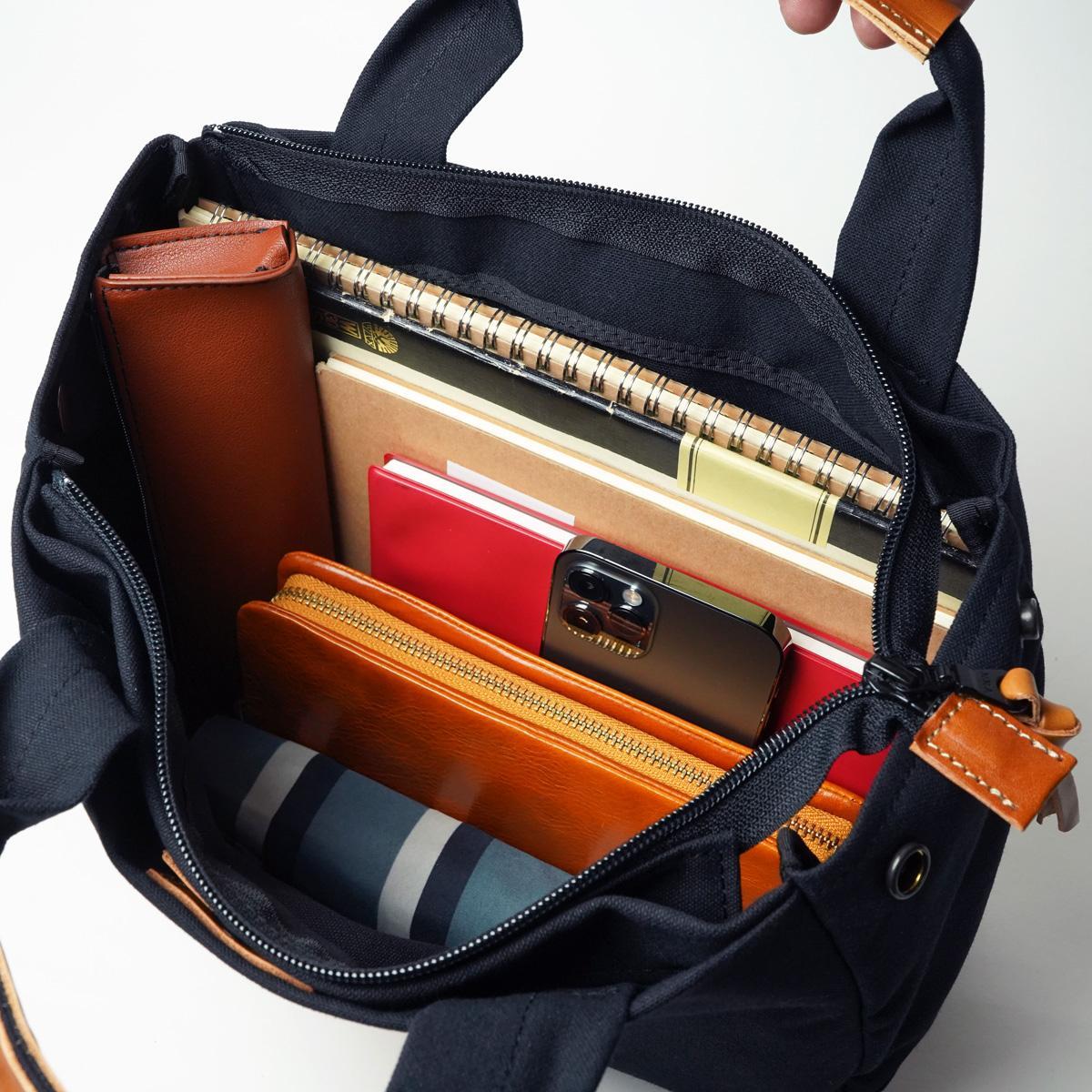 BLACK帆布　3層ミニトートバッグ