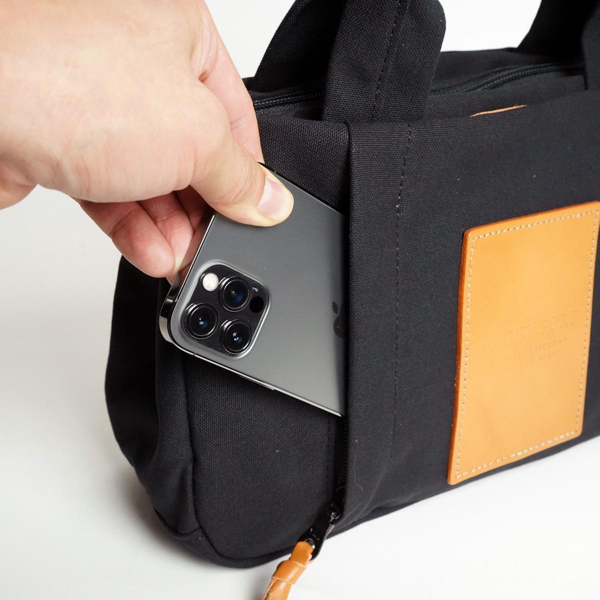 BLACK帆布　3層ミニトートバッグ