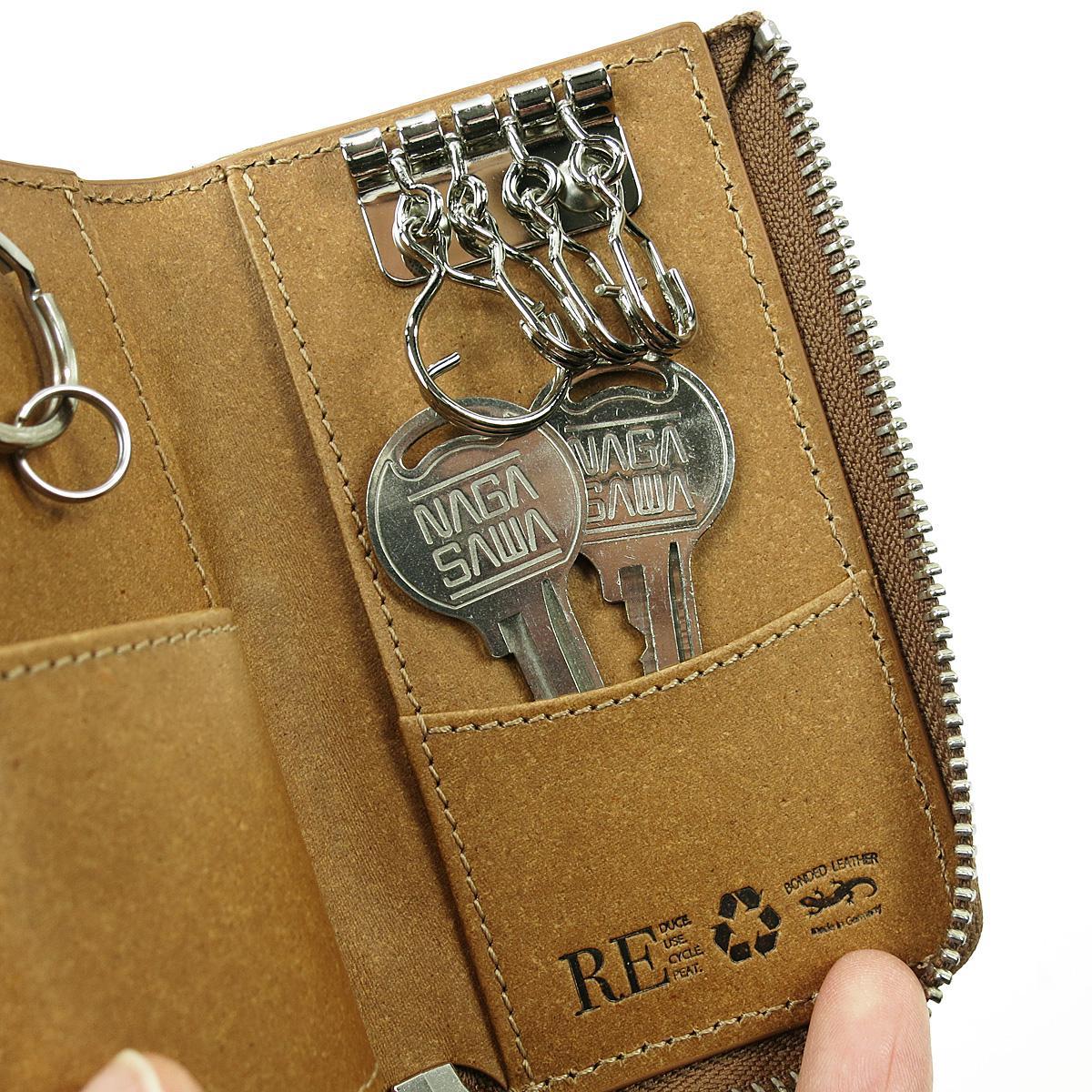 リサイクルレザー　L字ファスナー キーケース