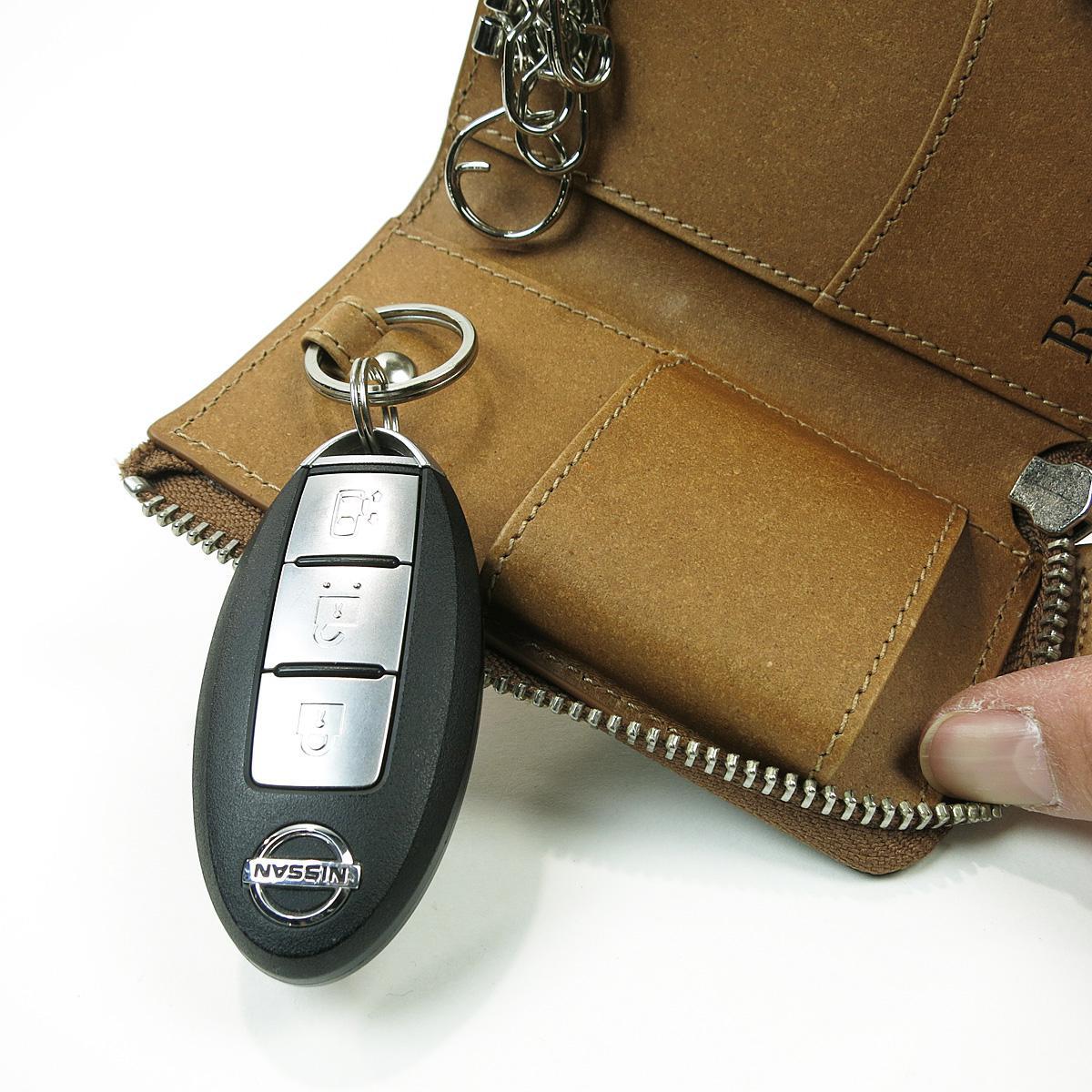 リサイクルレザー　L字ファスナー キーケース