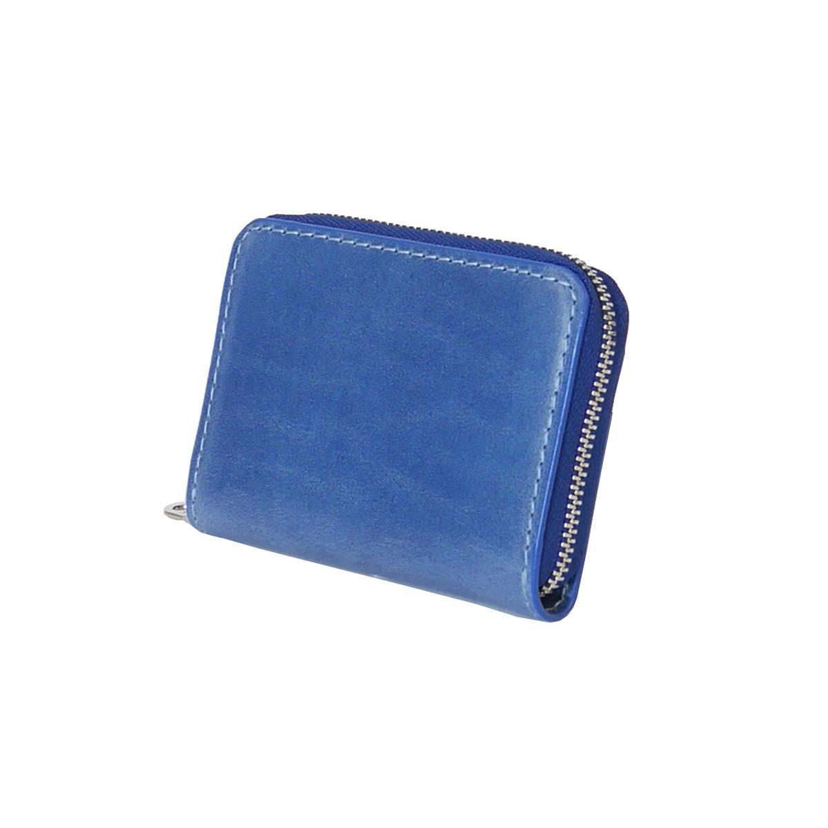 藍染レザー ラウンドファスナー小銭入れ