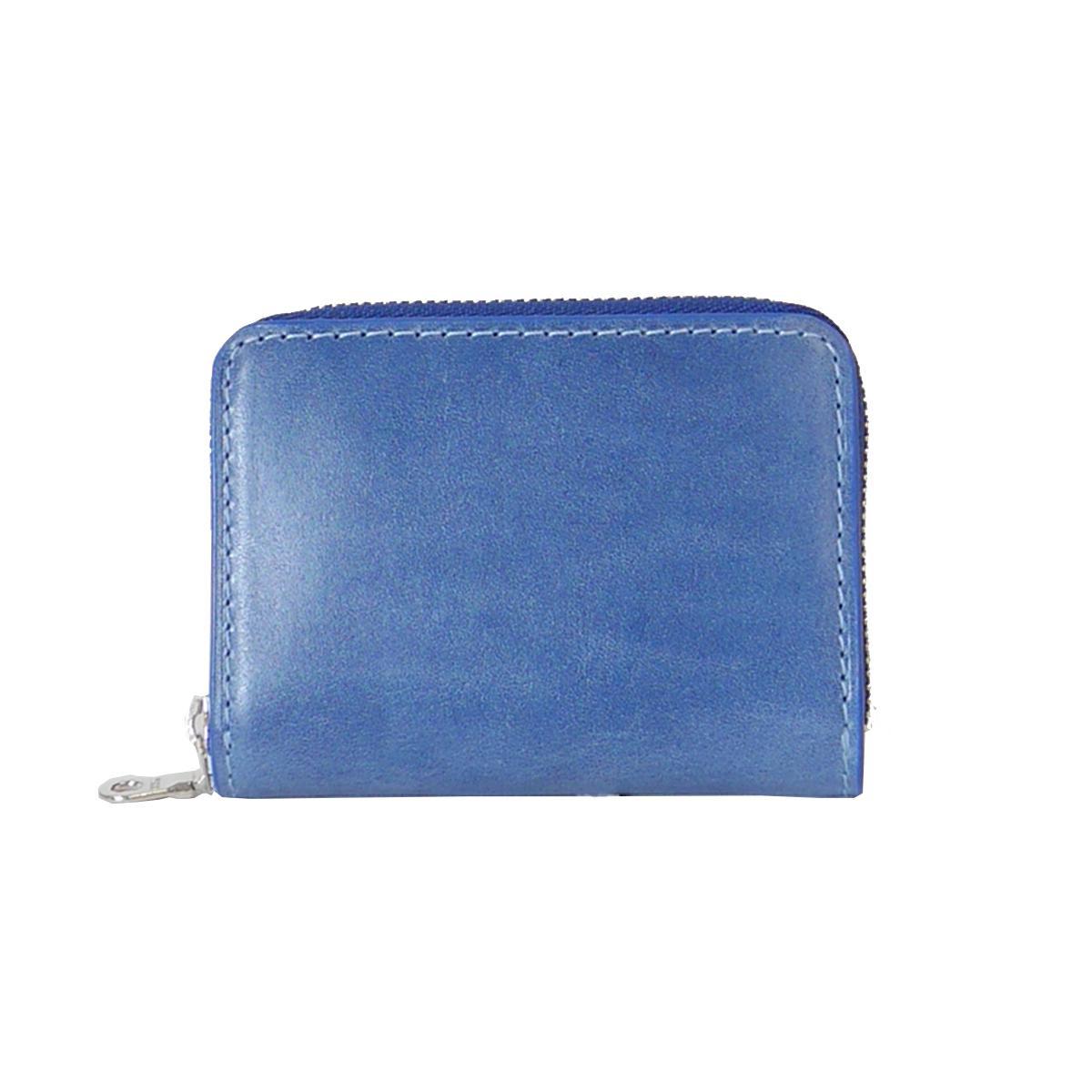 藍染レザー ラウンドファスナー小銭入れ