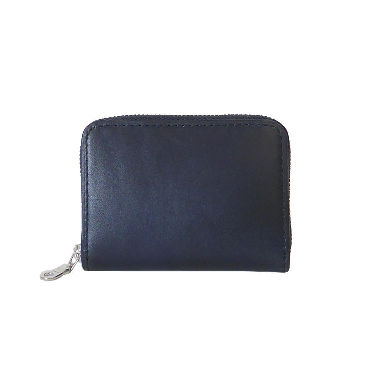 藍染レザー ラウンドファスナー小銭入れ