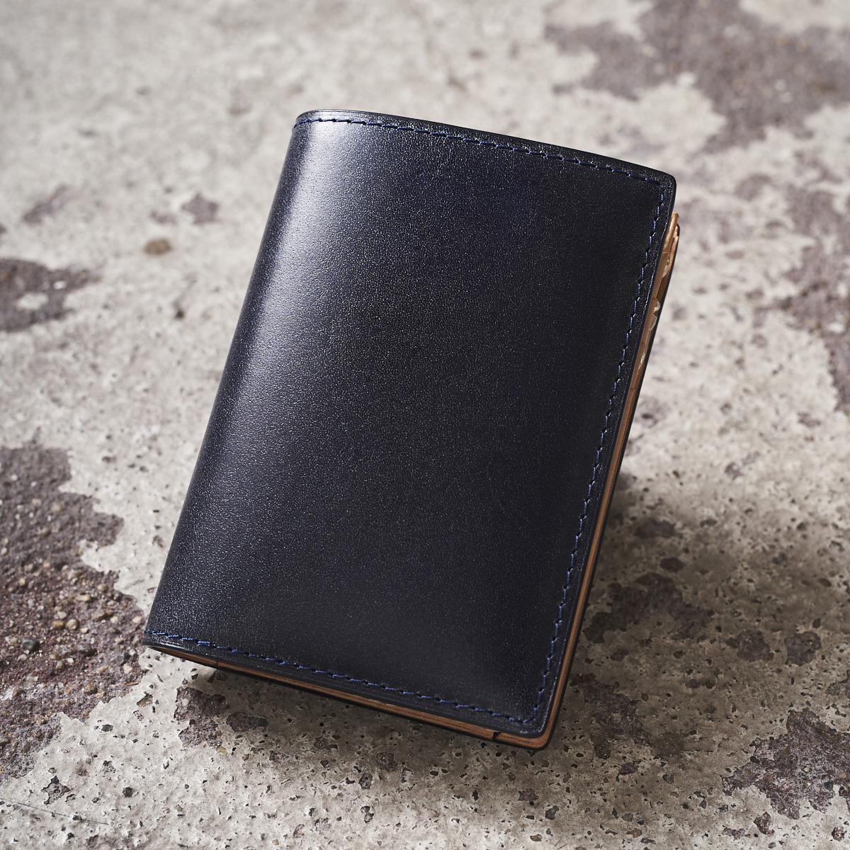 藍染めレザー ハーフ財布