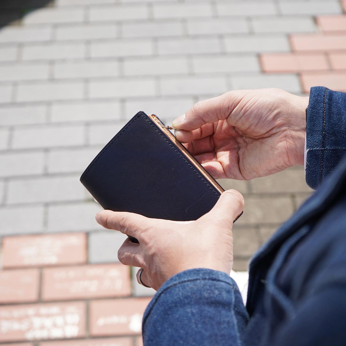 藍染めレザー ハーフ財布