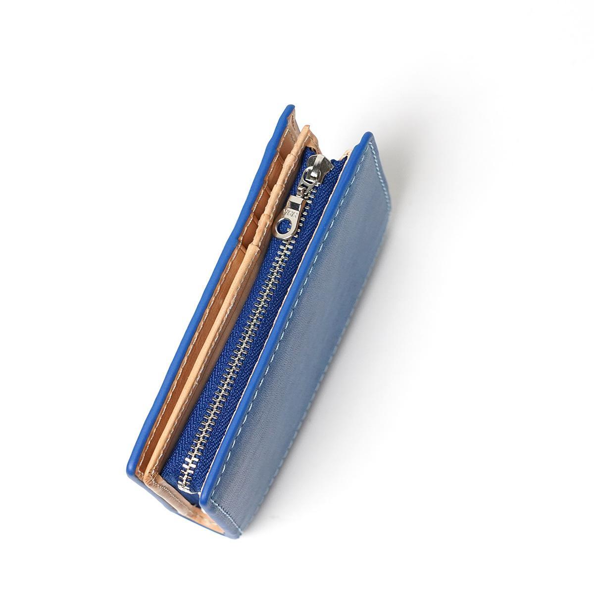 藍染めレザー ハーフ財布