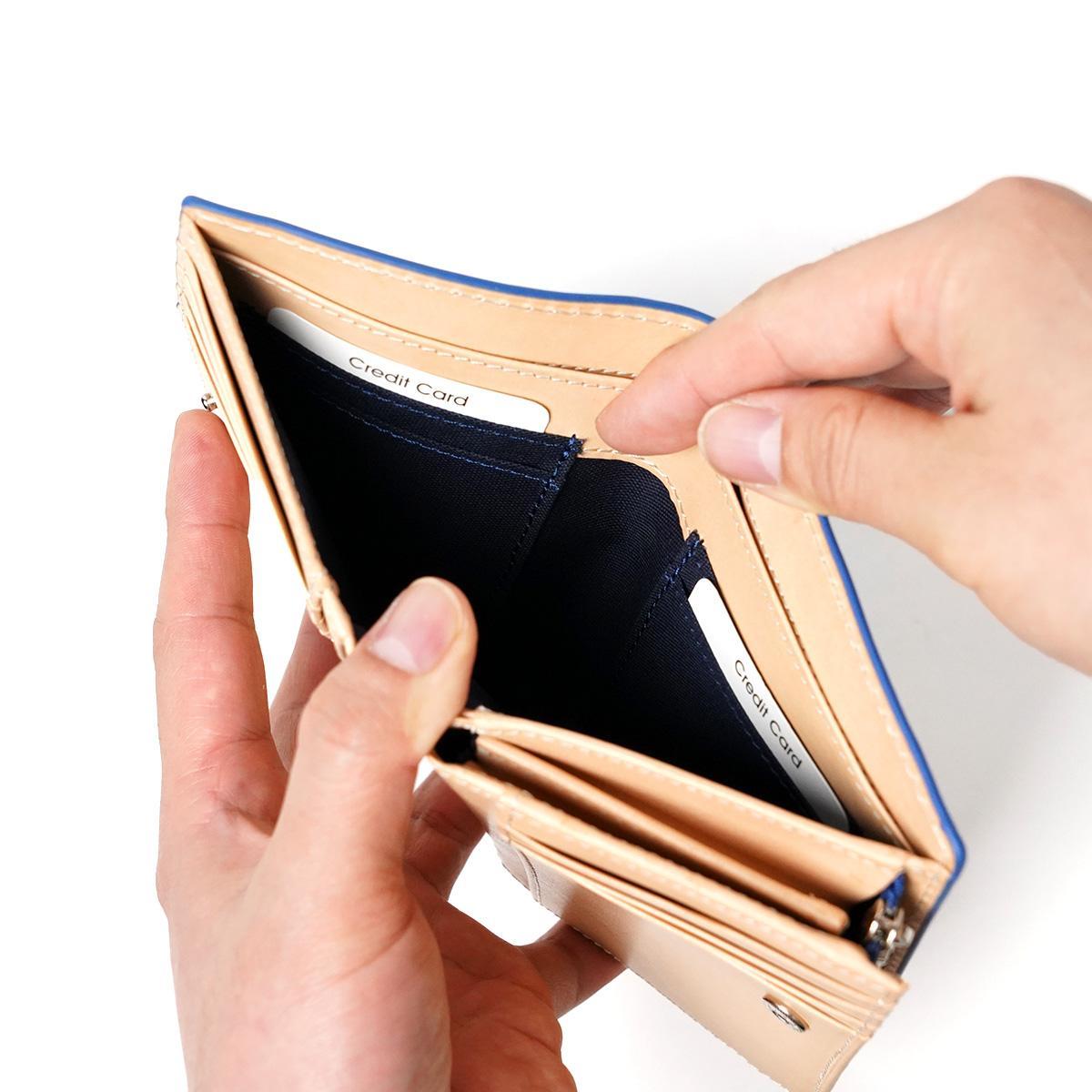 藍染めレザー ハーフ財布