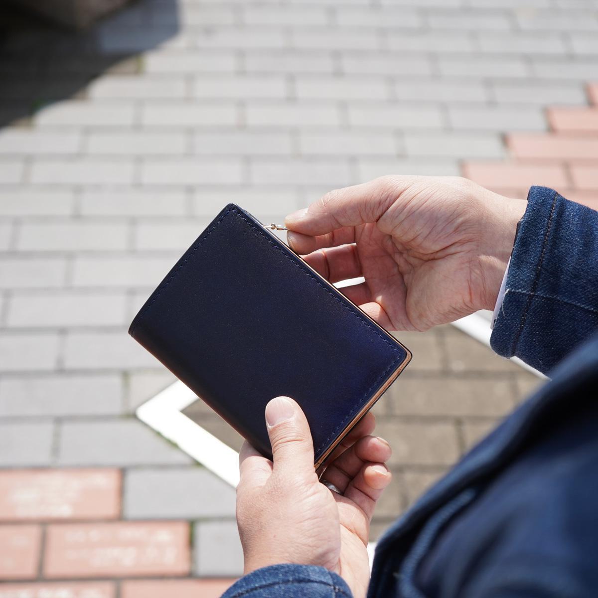 藍染めレザー ハーフ財布