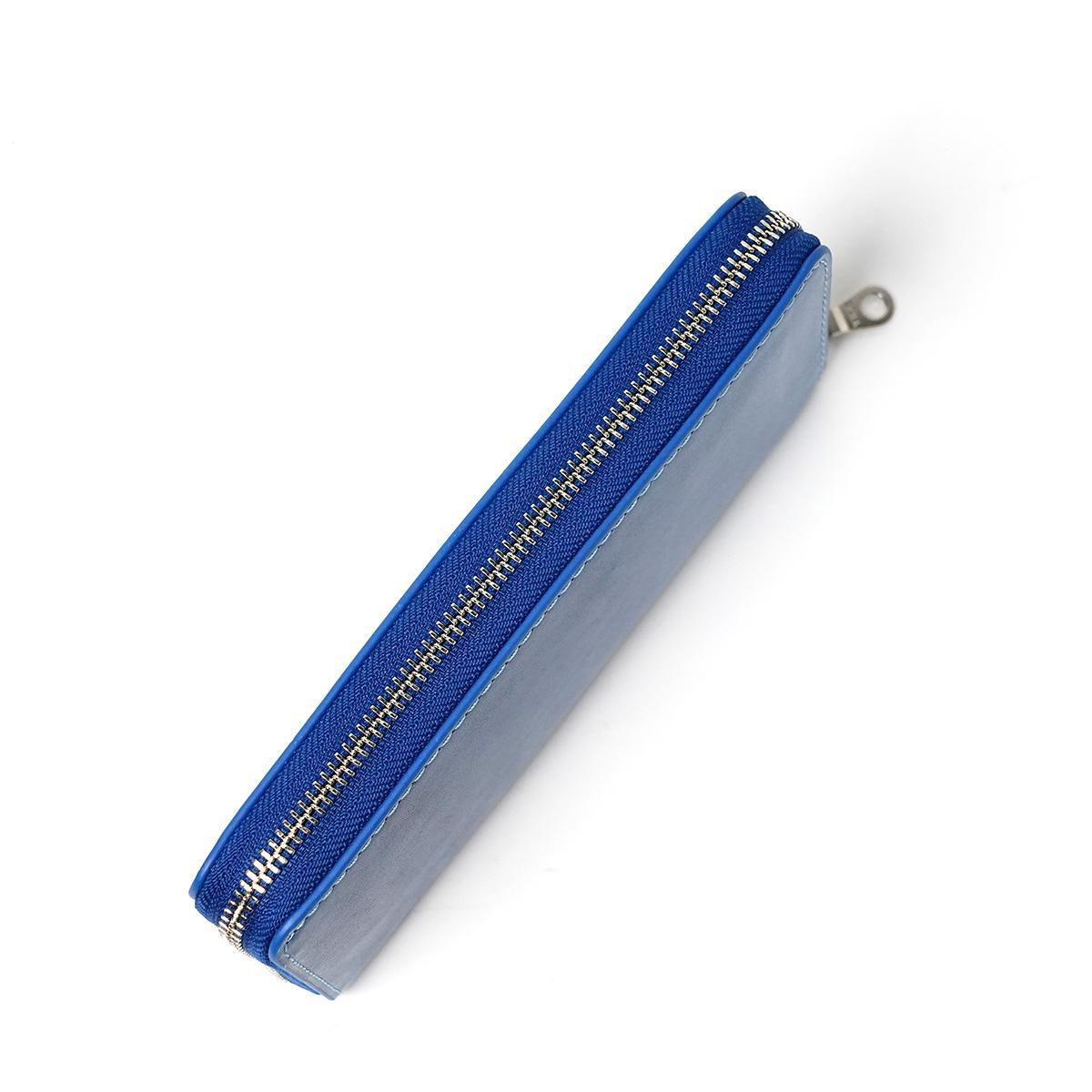 藍染めレザー ラウンドファスナー長財布
