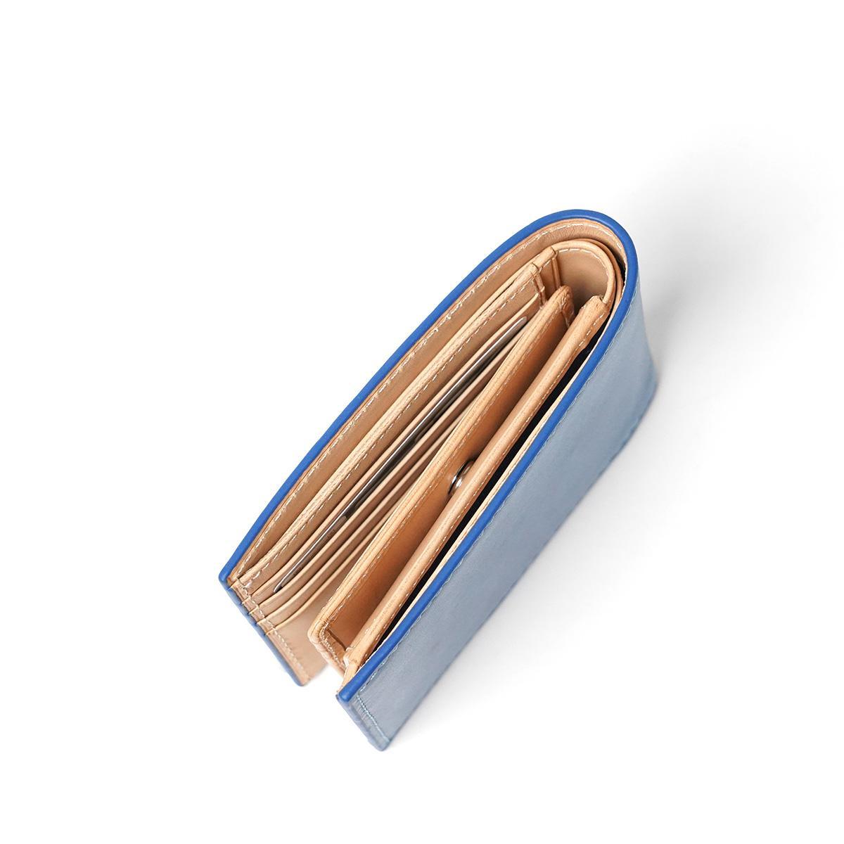 藍染めレザー 二つ折り財布