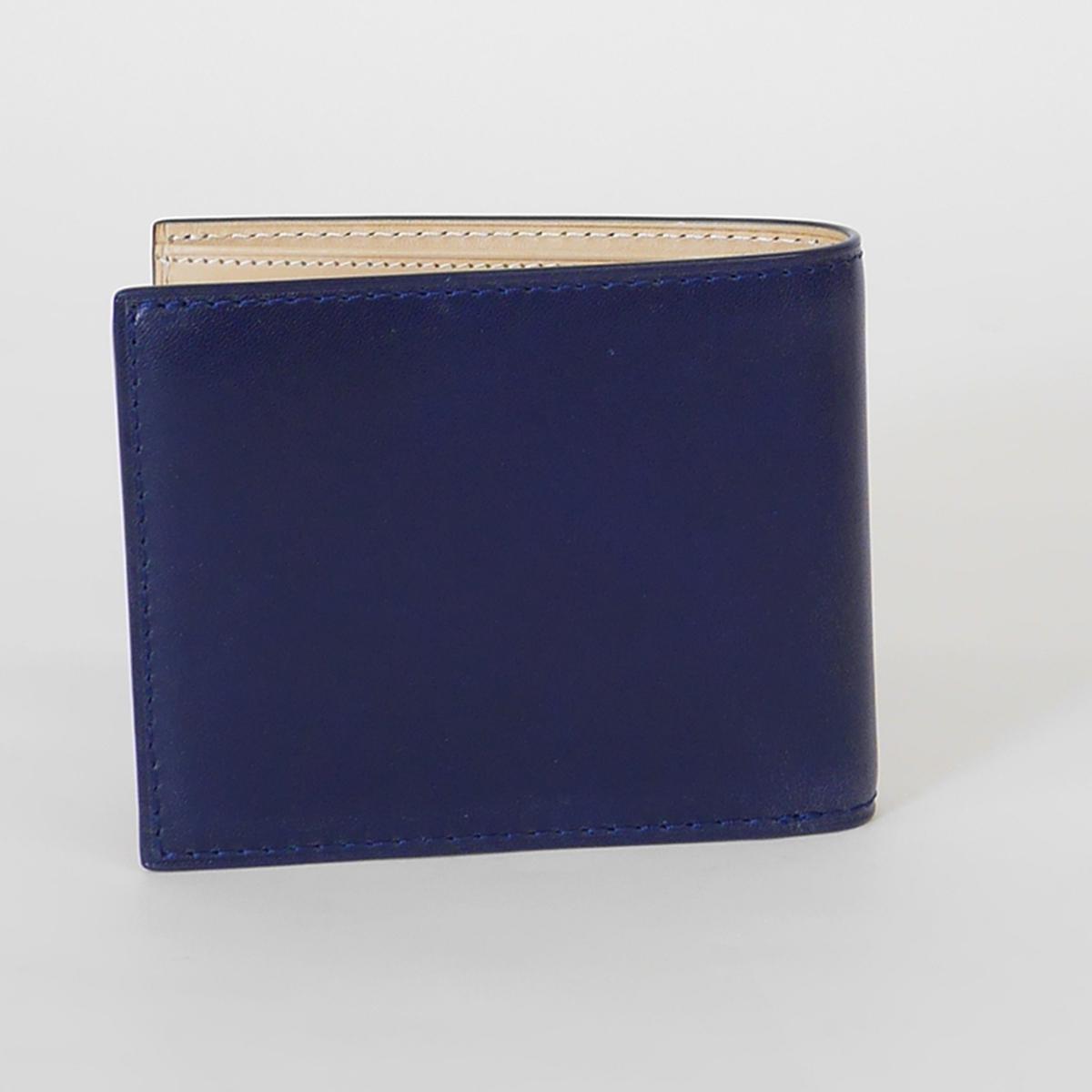 藍染めレザー 二つ折り財布