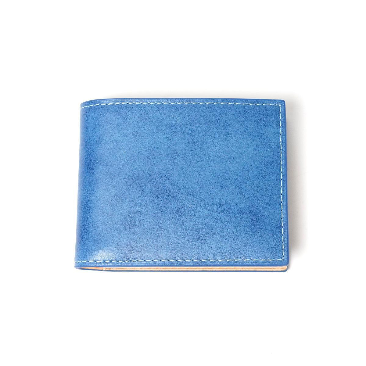 藍染めレザー 二つ折り財布