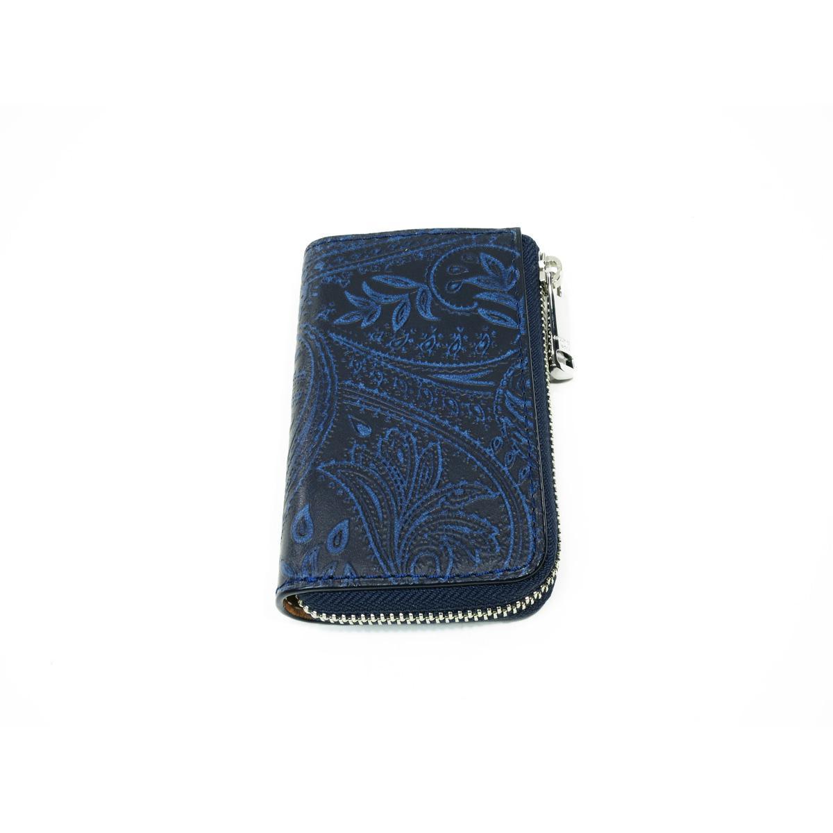 藍染レザー　ペイズリー　キーケース