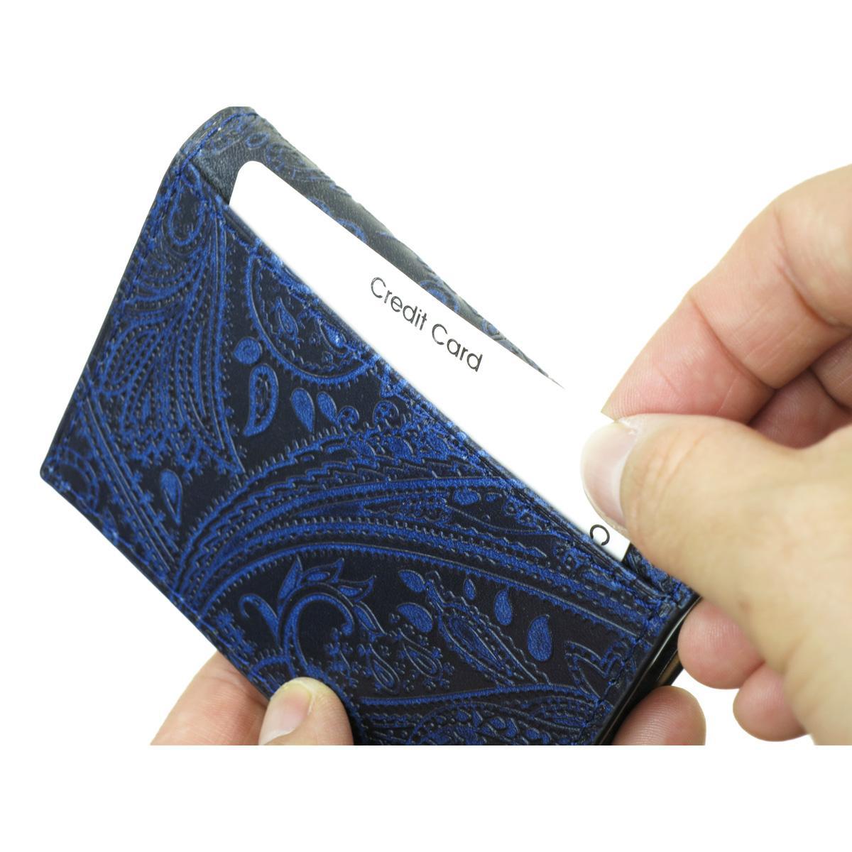 藍染レザー　ペイズリー　カードケース
