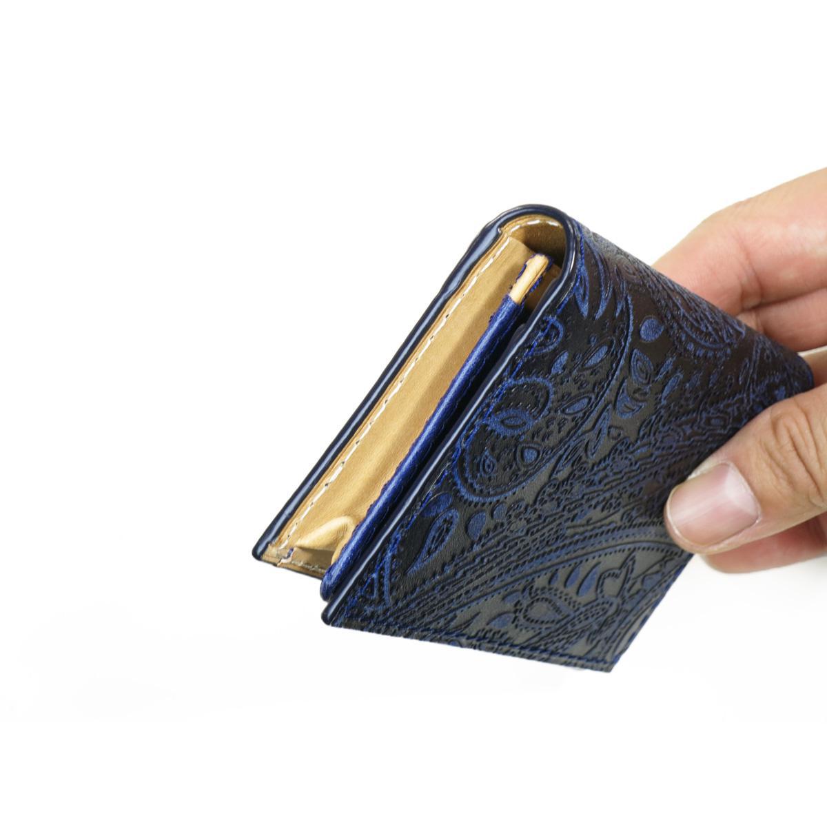 藍染レザー　ペイズリー　カードケース